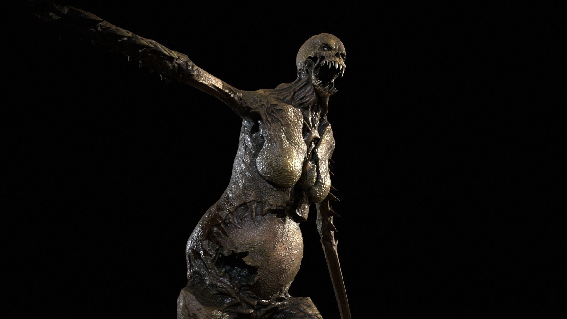 Necromutant5 skeleton holding sword Low-poly 3D model_24