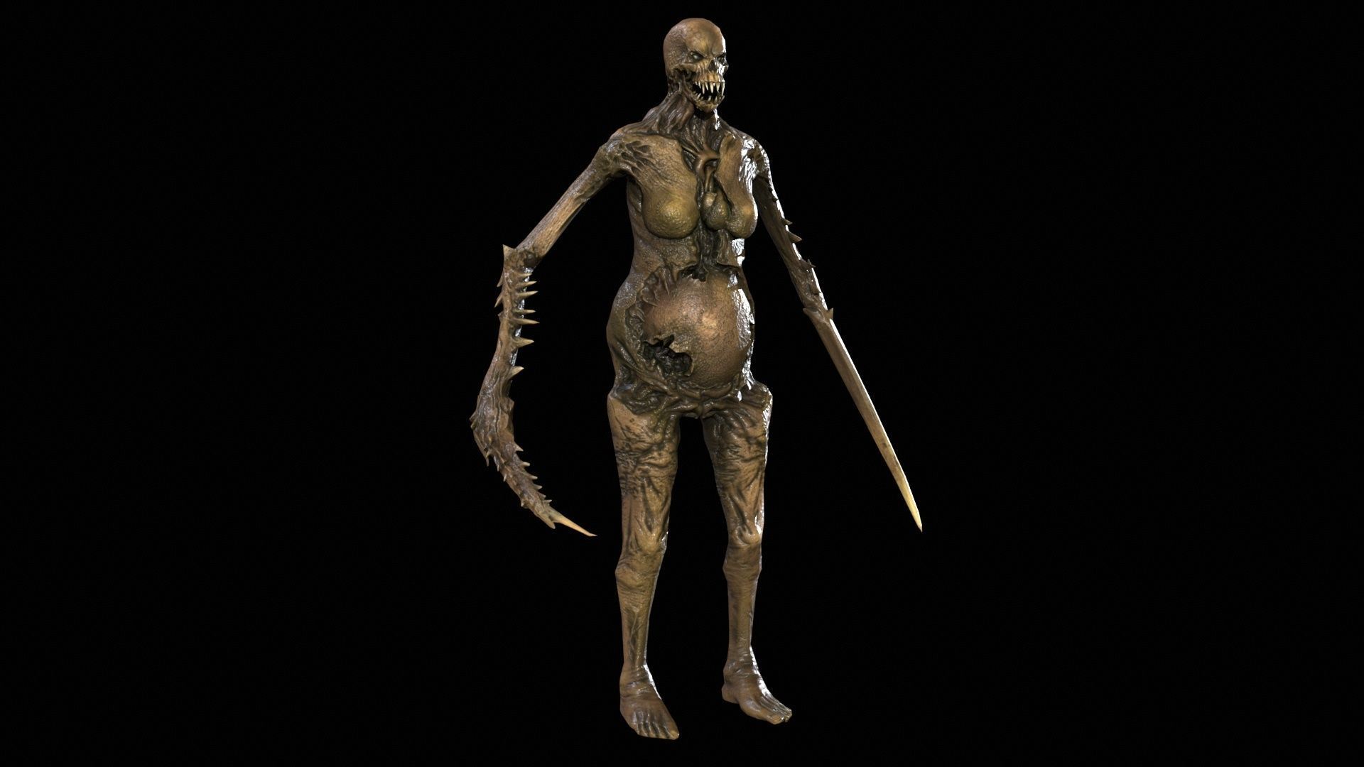 Necromutant5 skeleton holding sword Low-poly 3D model_9