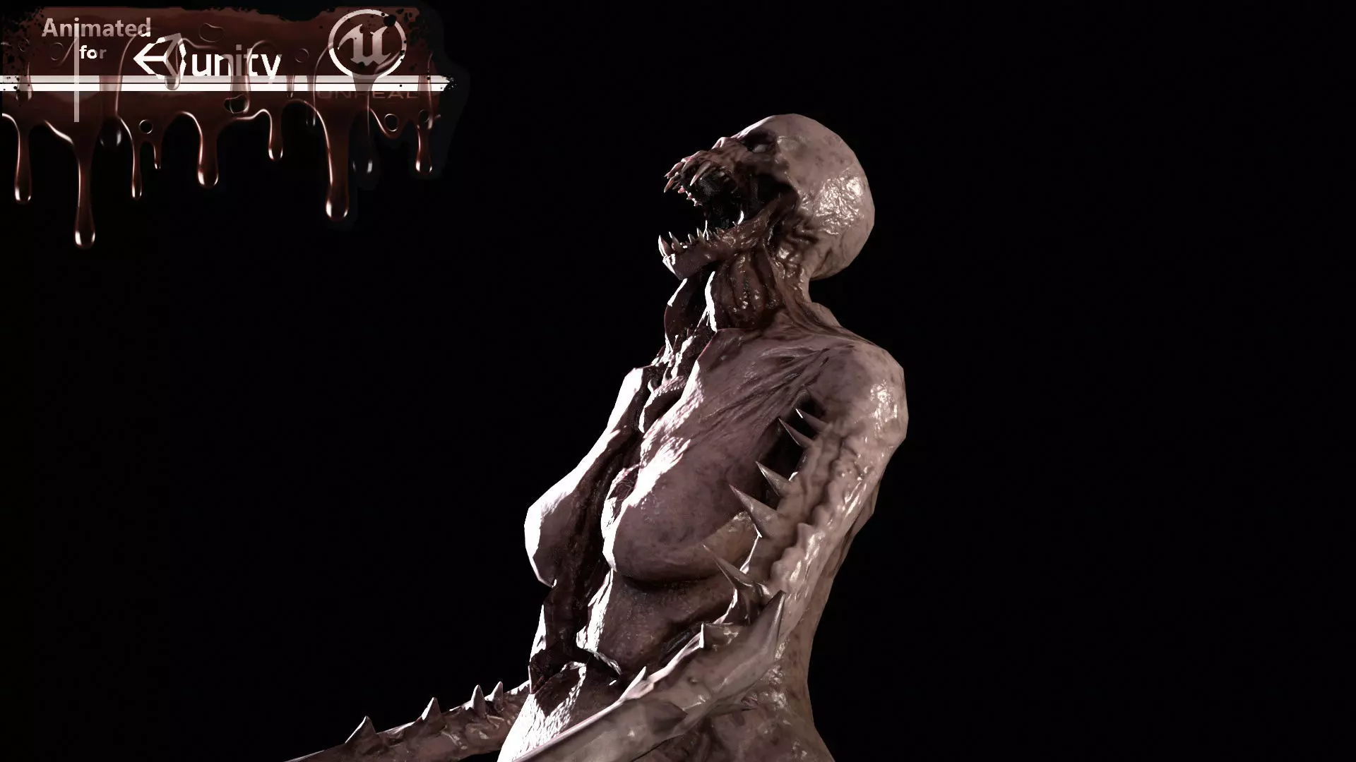 Necromutant5 skeleton holding sword Low-poly 3D model_0