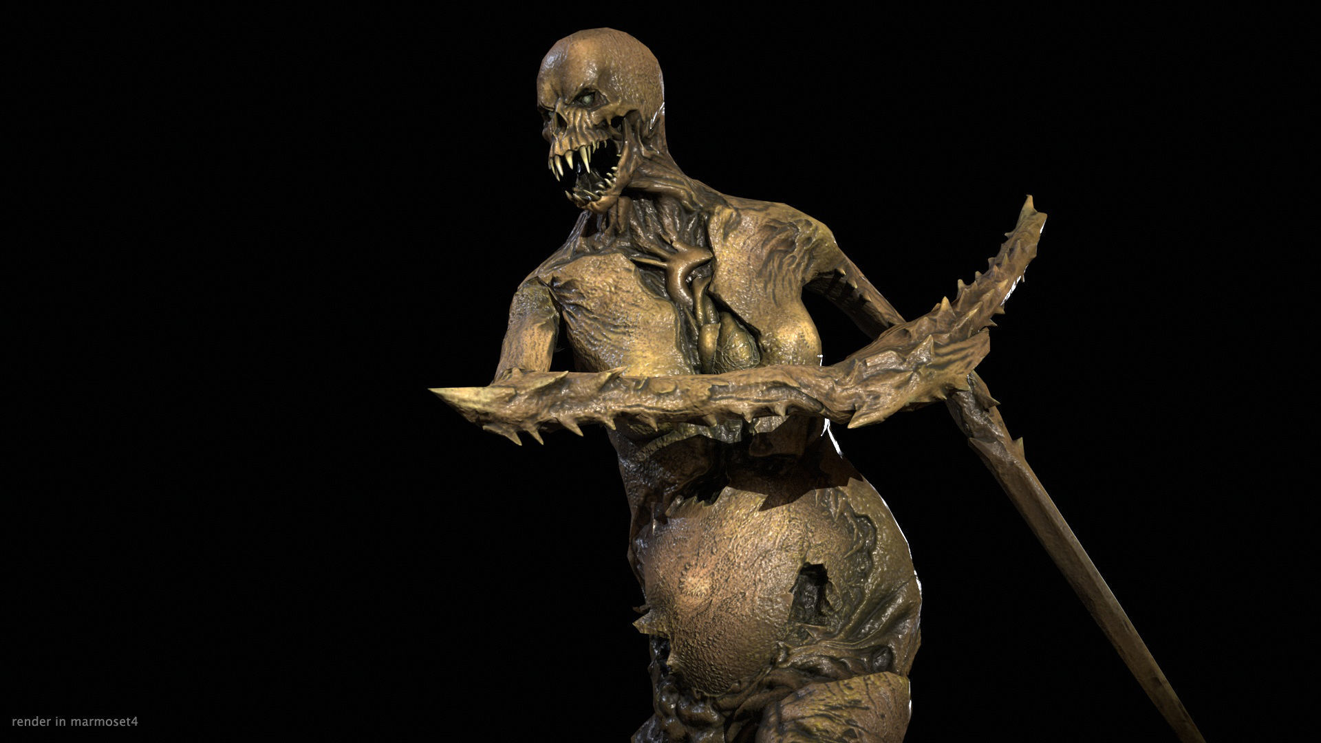 Necromutant5 skeleton holding sword Low-poly 3D model_22