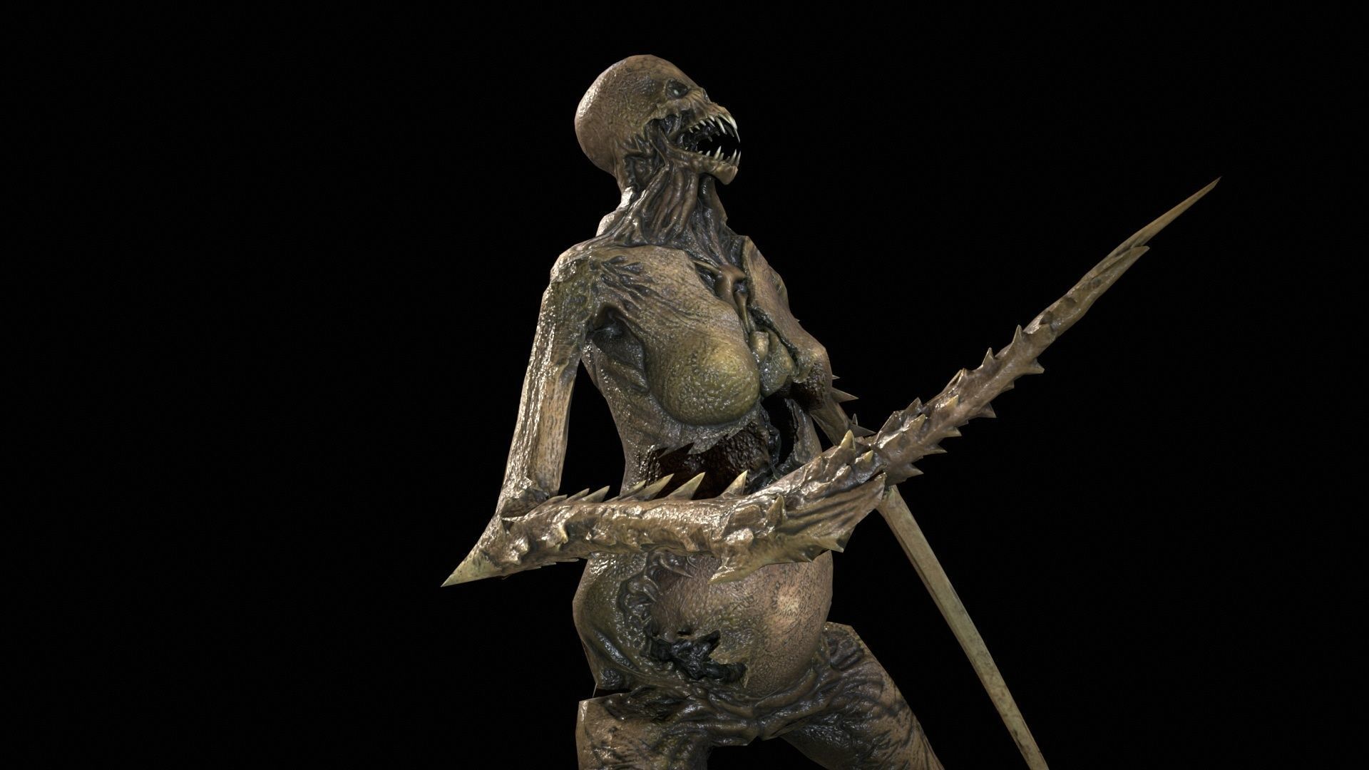 Necromutant5 skeleton holding sword Low-poly 3D model_26