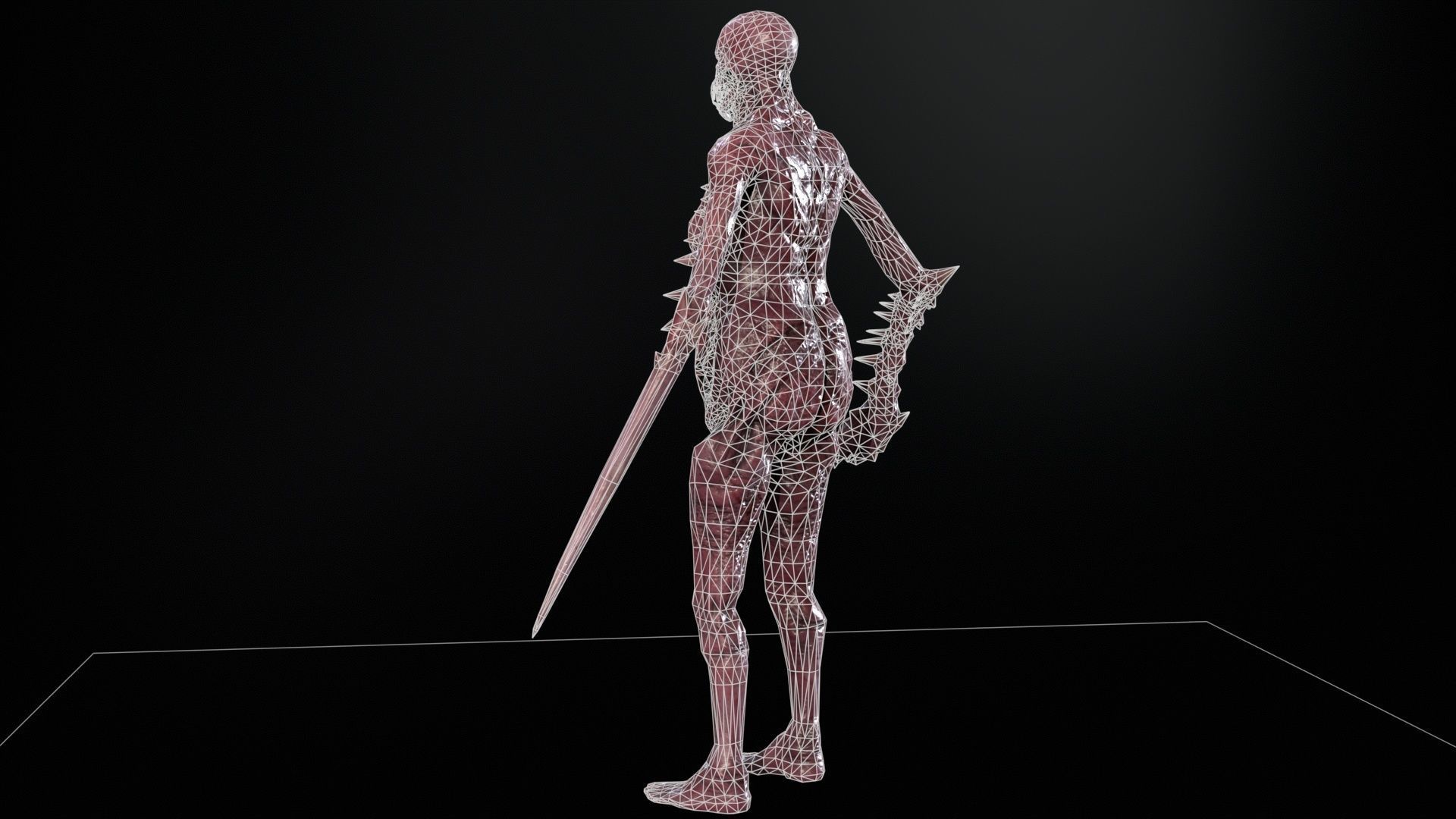 Necromutant5 skeleton holding sword Low-poly 3D model_21