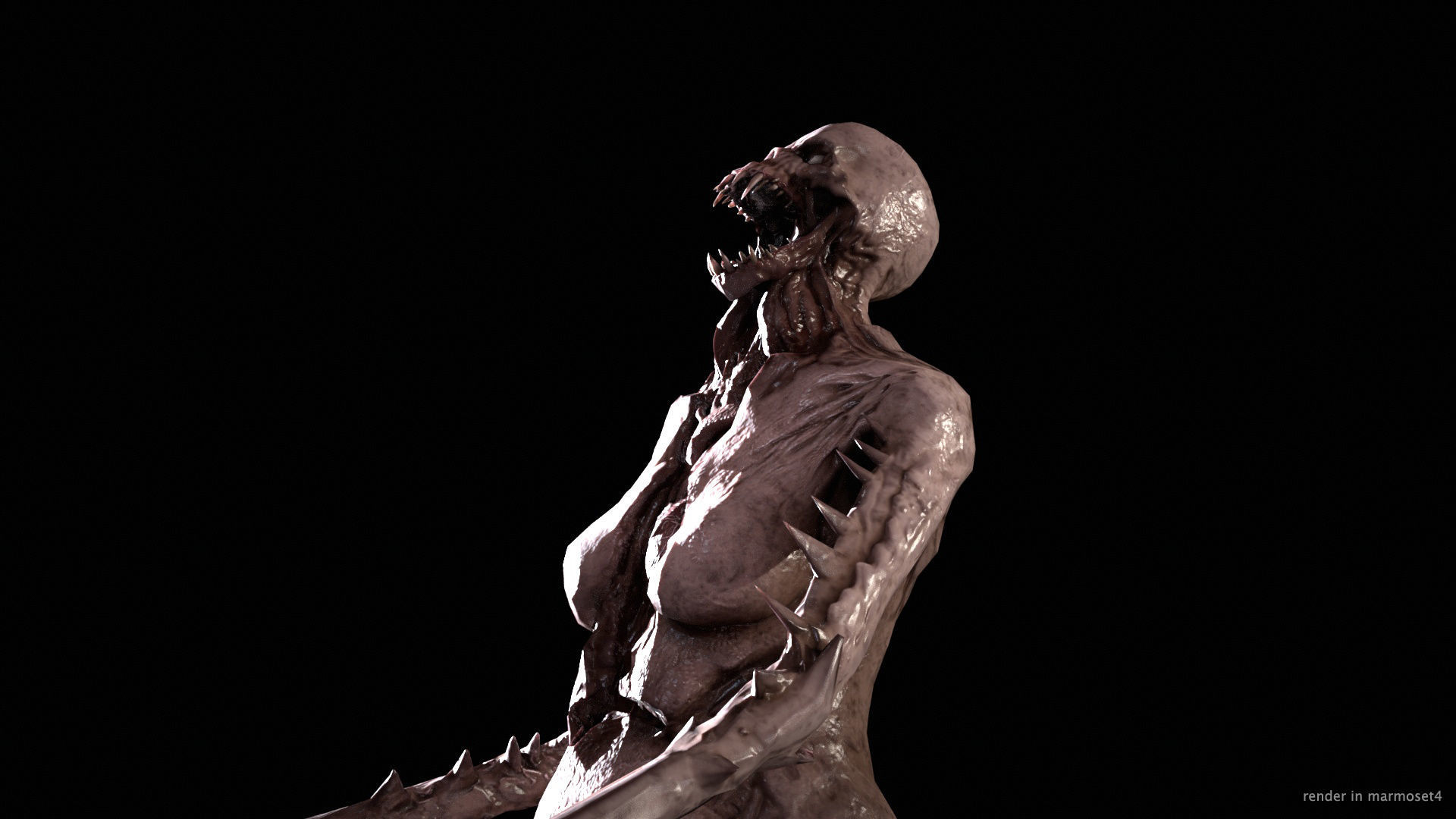 Necromutant5 skeleton holding sword Low-poly 3D model_10