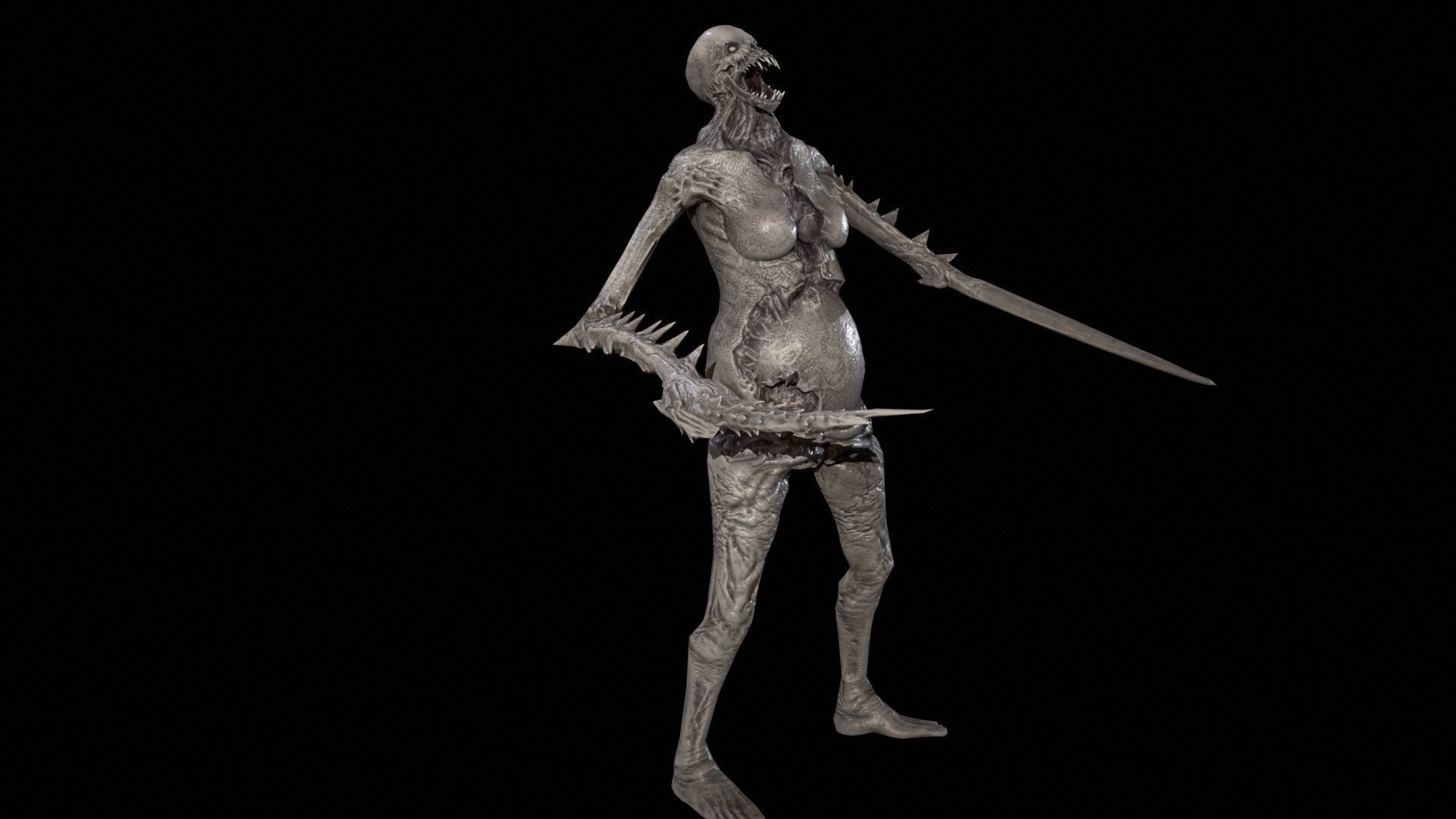 Necromutant5 skeleton holding sword Low-poly 3D model_29