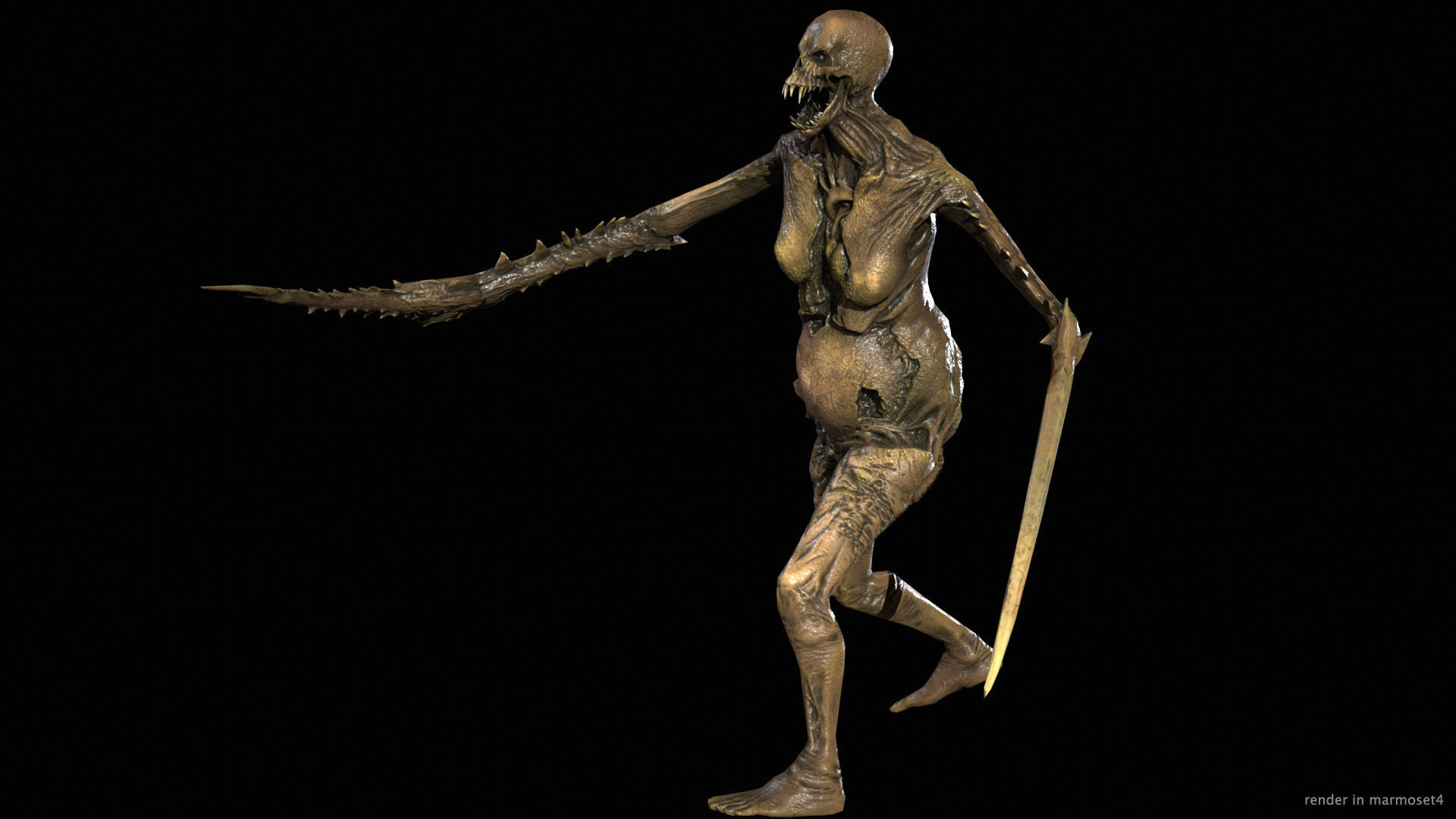 Necromutant5 skeleton holding sword Low-poly 3D model_20