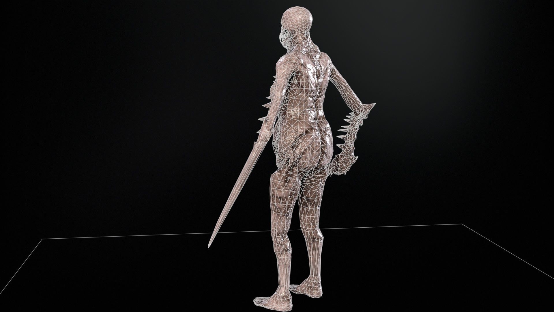 Necromutant5 skeleton holding sword Low-poly 3D model_17