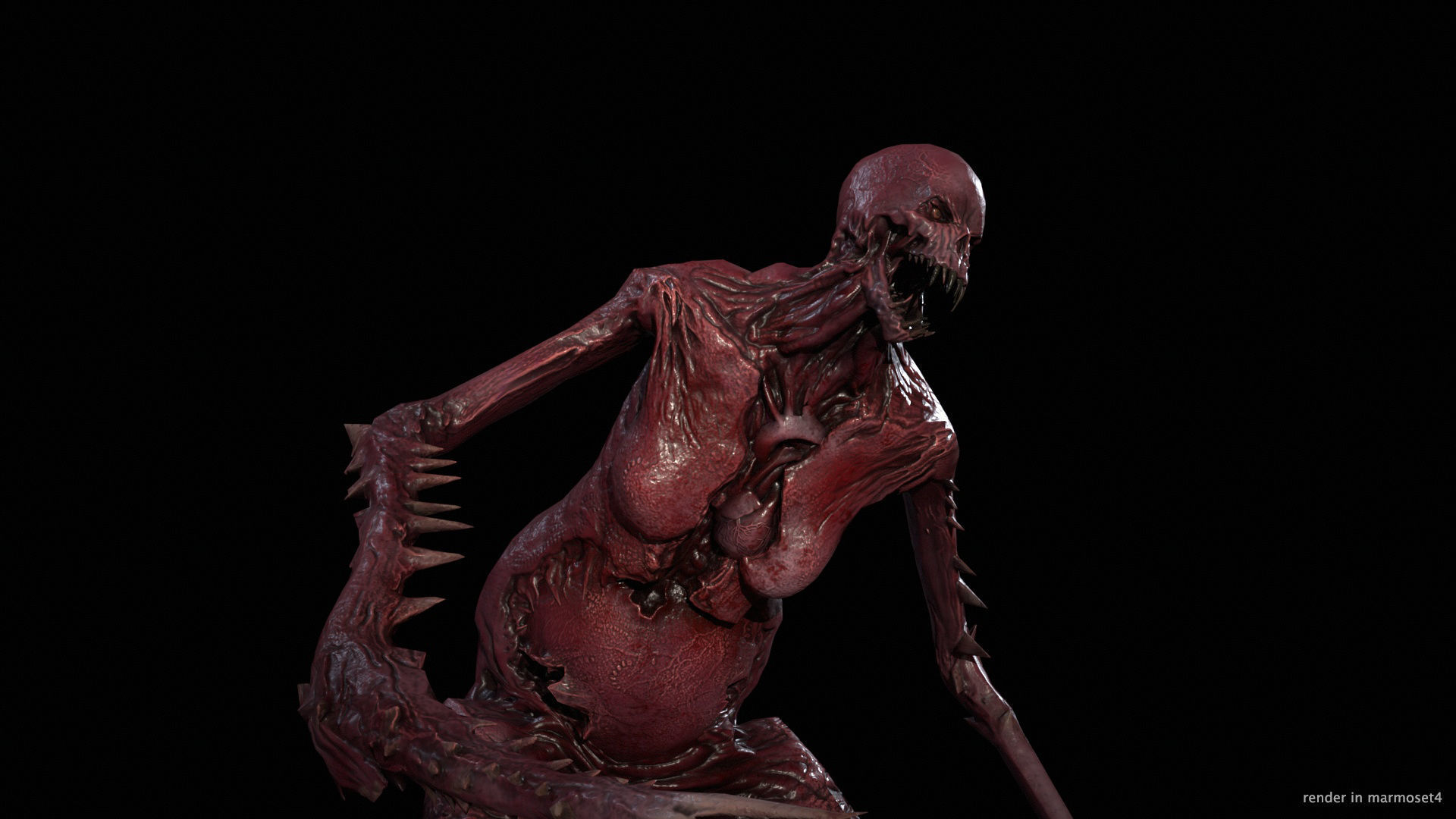 Necromutant5 skeleton holding sword Low-poly 3D model_34