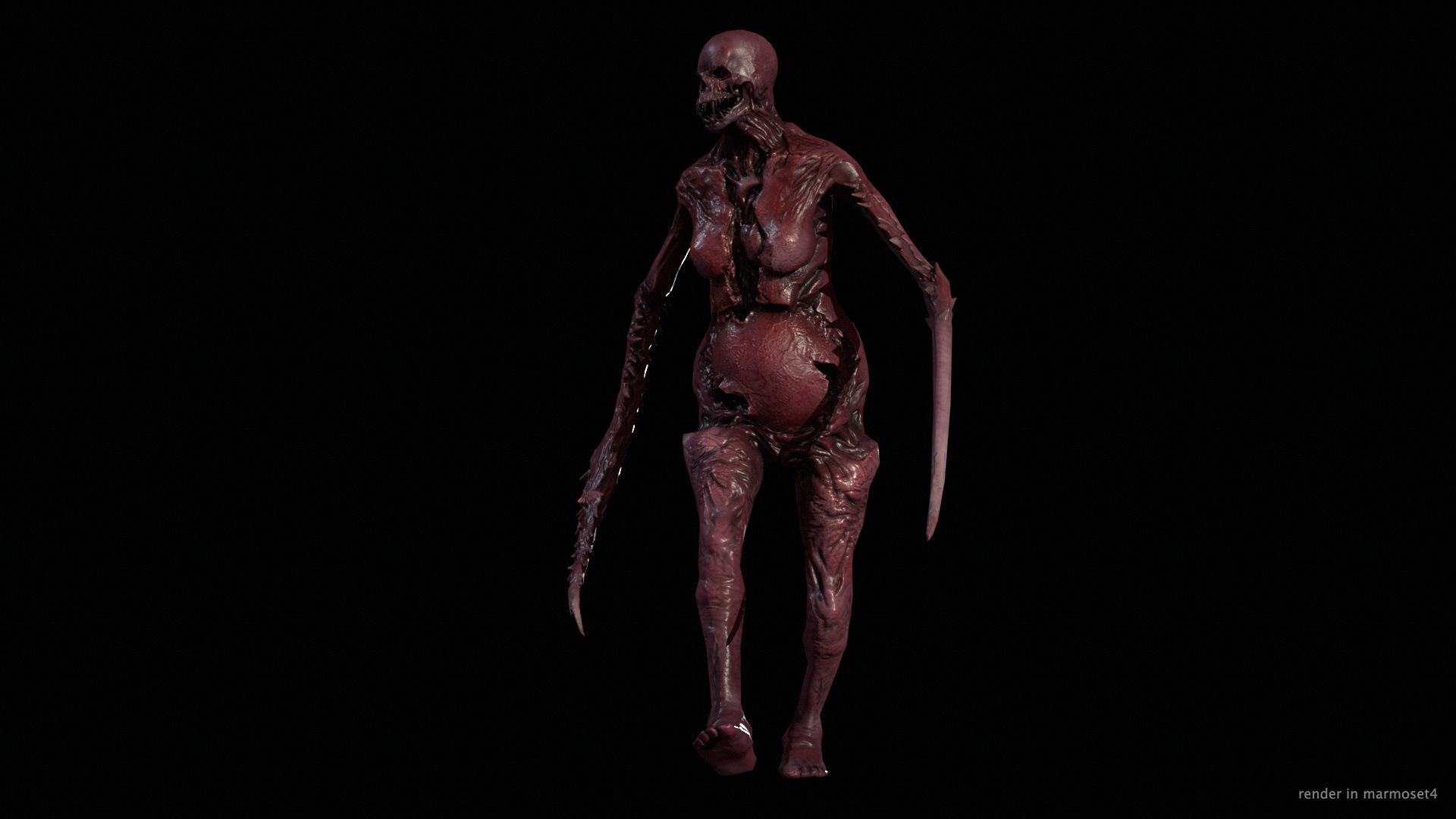 Necromutant5 skeleton holding sword Low-poly 3D model_32