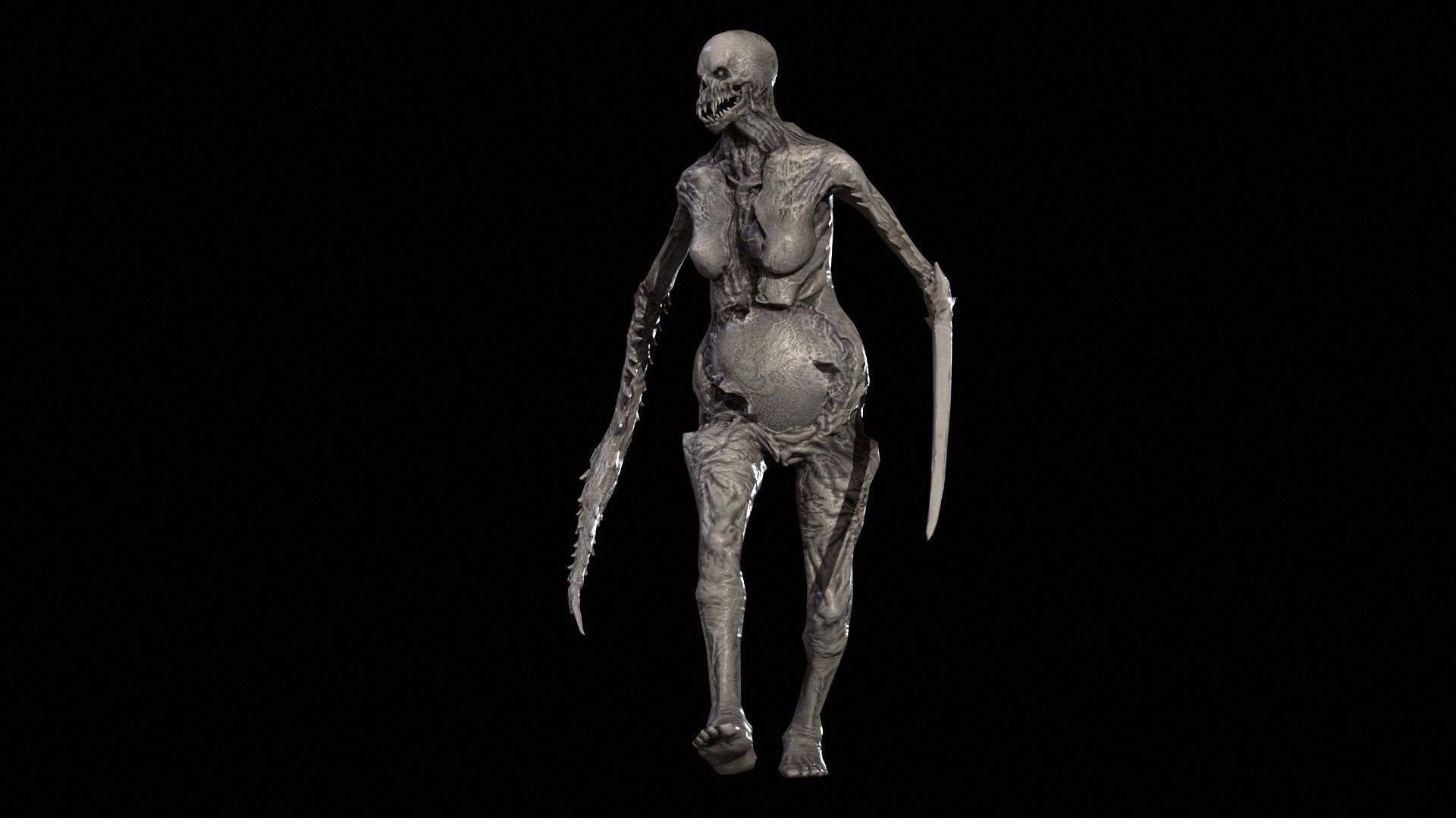 Necromutant5 skeleton holding sword Low-poly 3D model_31