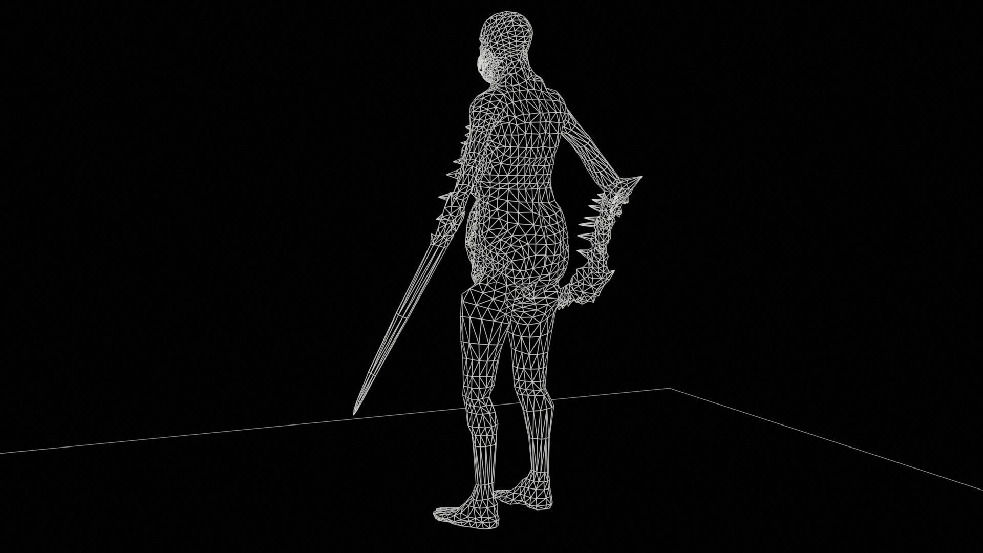 Necromutant5 skeleton holding sword Low-poly 3D model_13