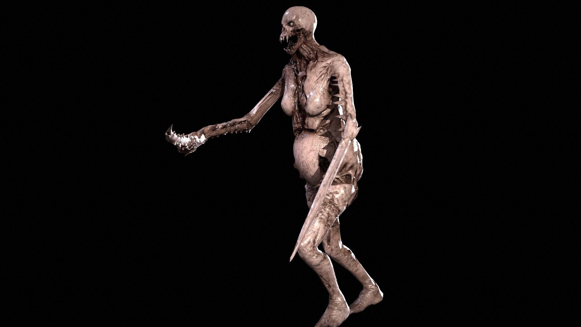 Necromutant5 skeleton holding sword Low-poly 3D model_16