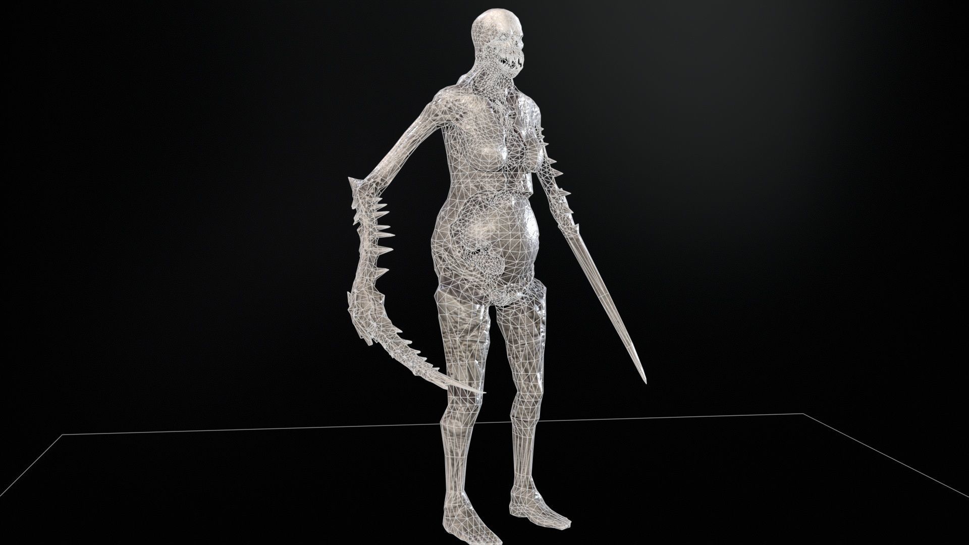 Necromutant5 skeleton holding sword Low-poly 3D model_27