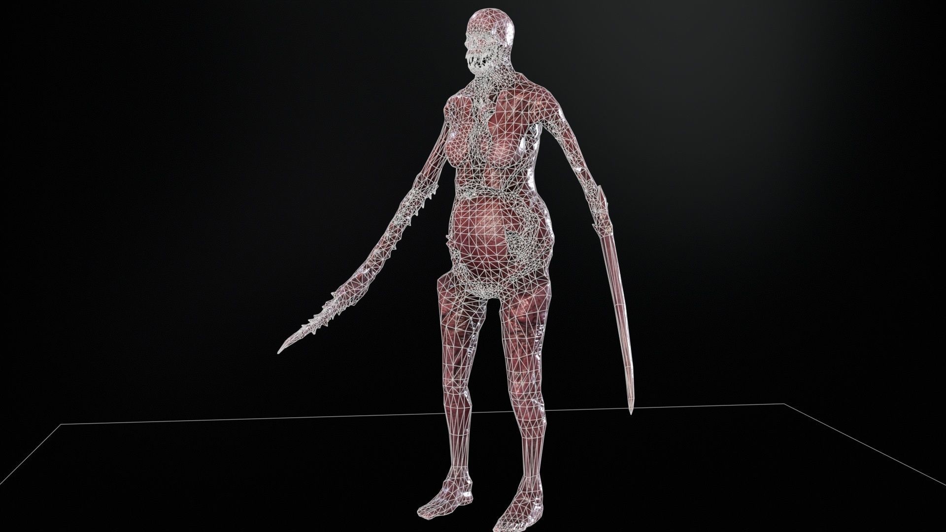 Necromutant5 skeleton holding sword Low-poly 3D model_23