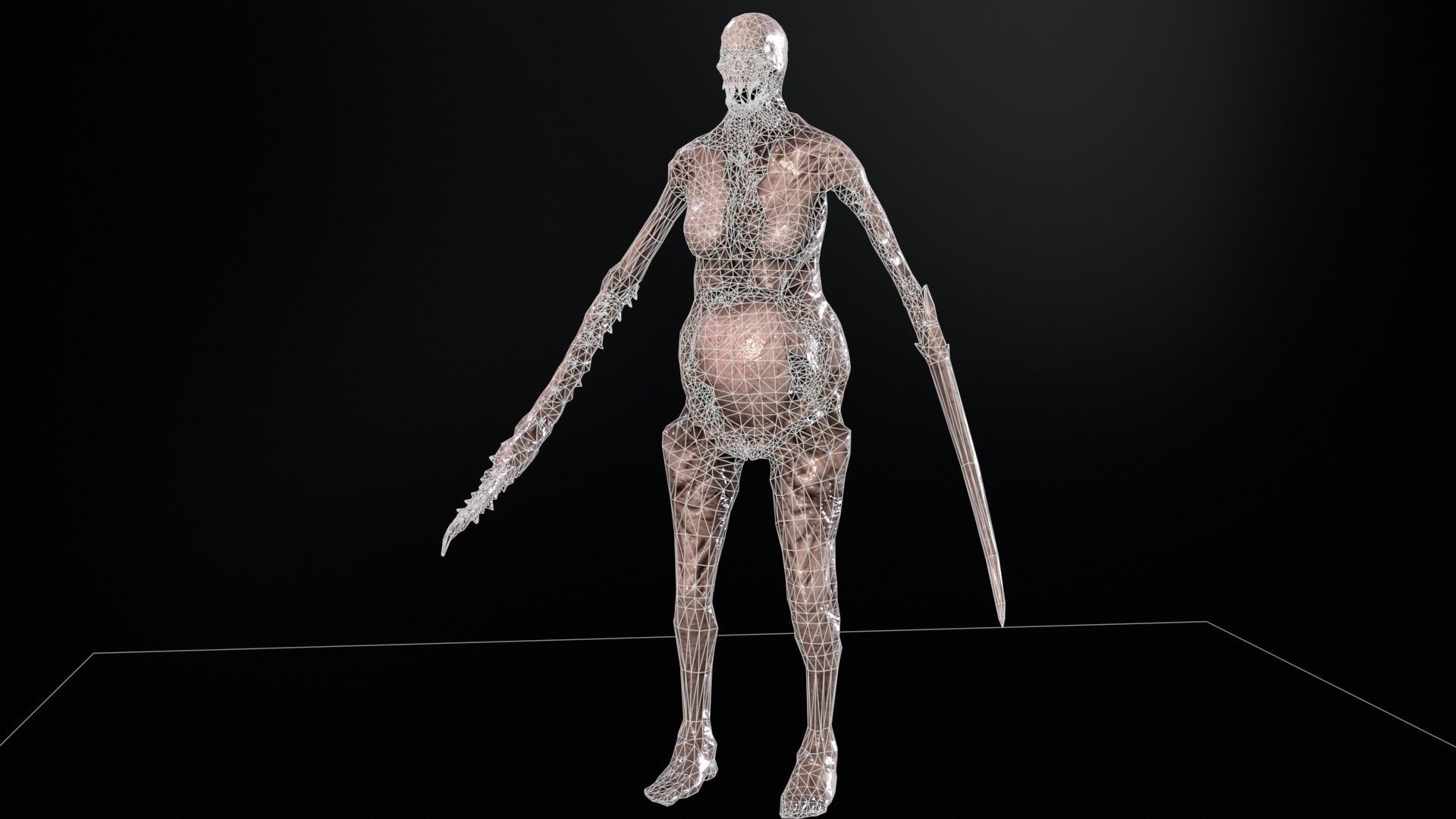 Necromutant5 skeleton holding sword Low-poly 3D model_19