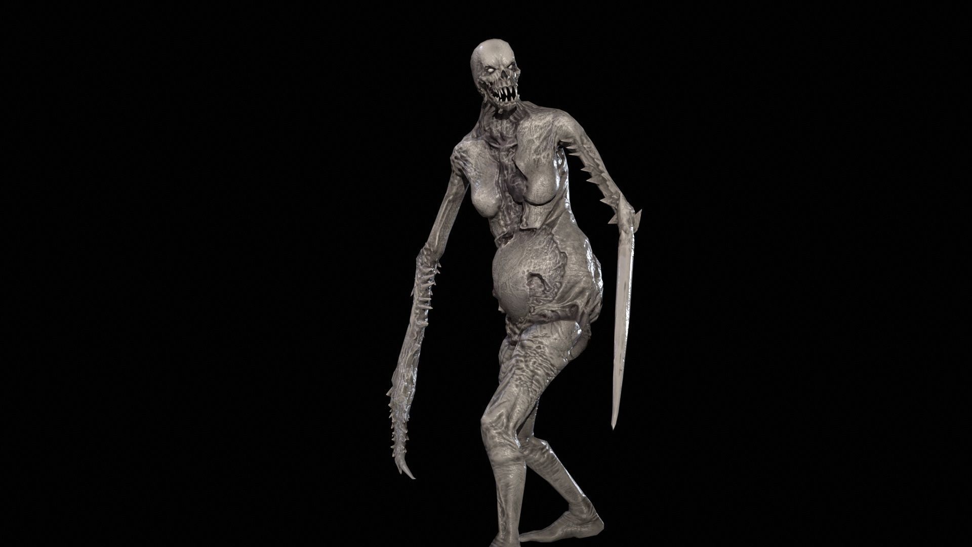Necromutant5 skeleton holding sword Low-poly 3D model_28