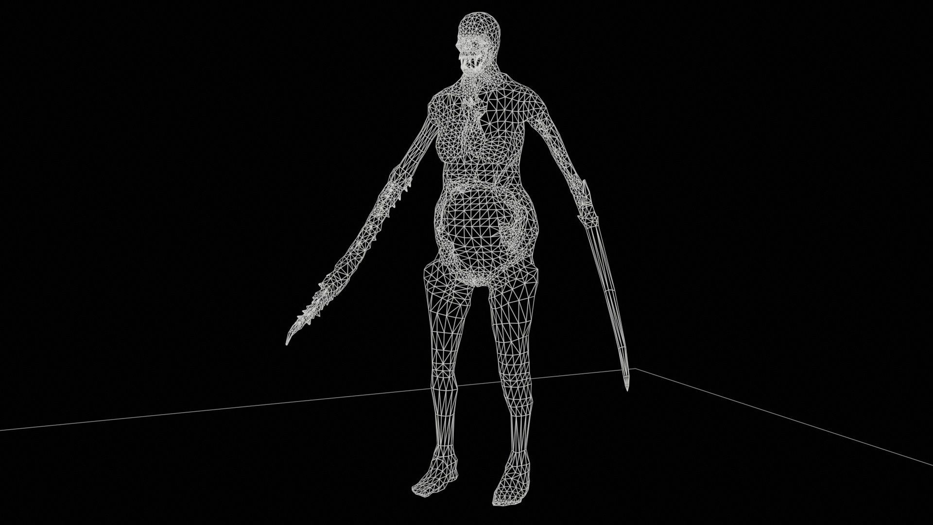 Necromutant5 skeleton holding sword Low-poly 3D model_15