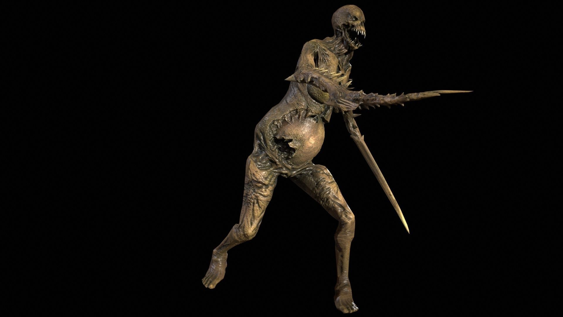 Necromutant5 skeleton holding sword Low-poly 3D model_18