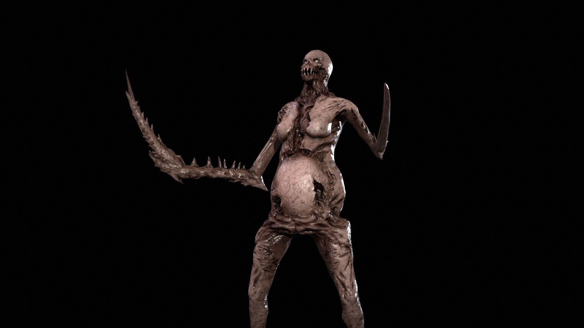 Necromutant5 skeleton holding sword Low-poly 3D model_12