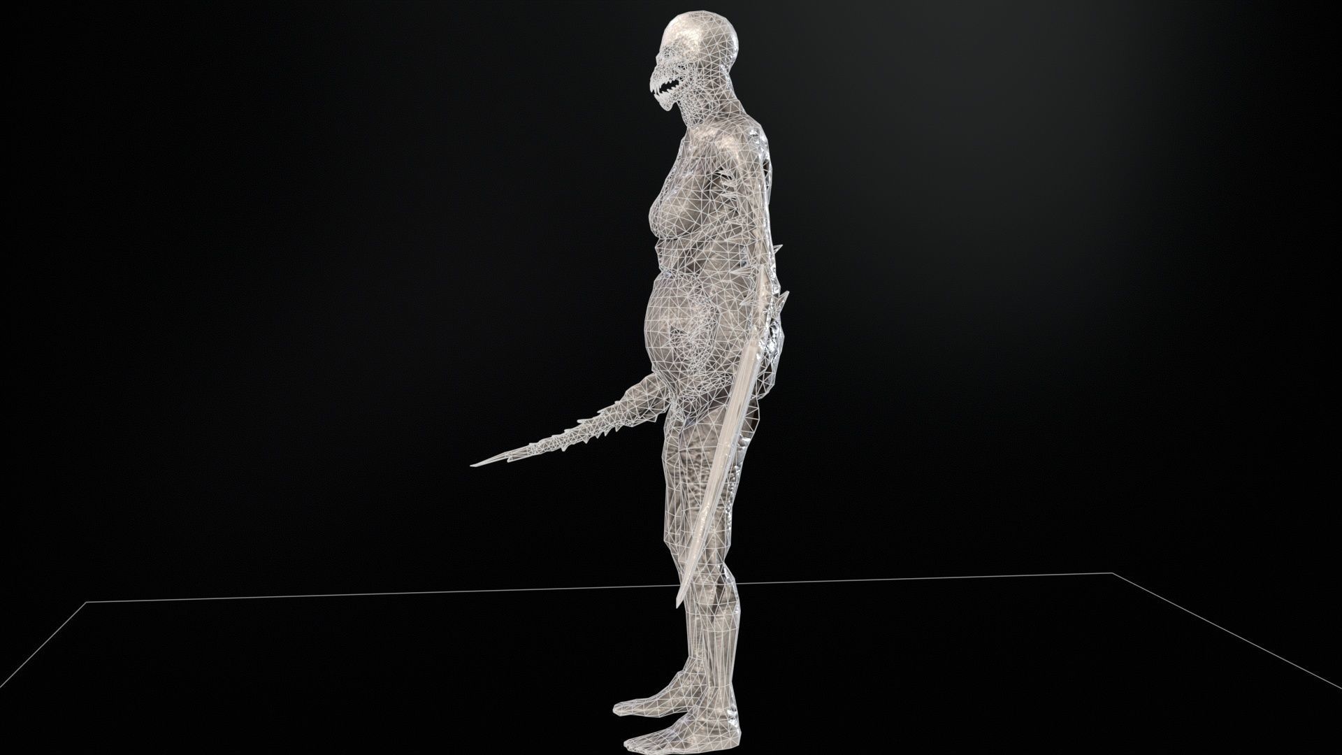 Necromutant5 skeleton holding sword Low-poly 3D model_25