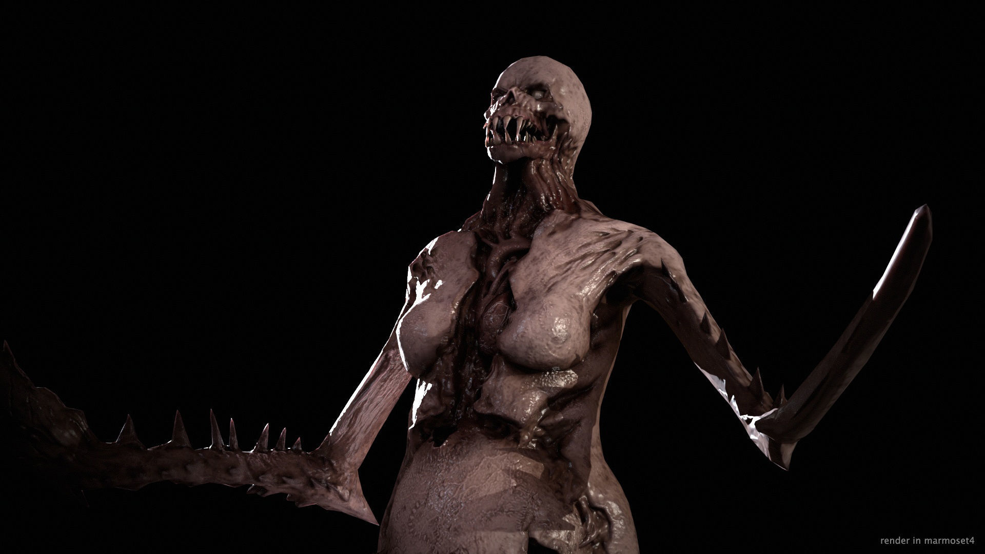 Necromutant5 skeleton holding sword Low-poly 3D model_2