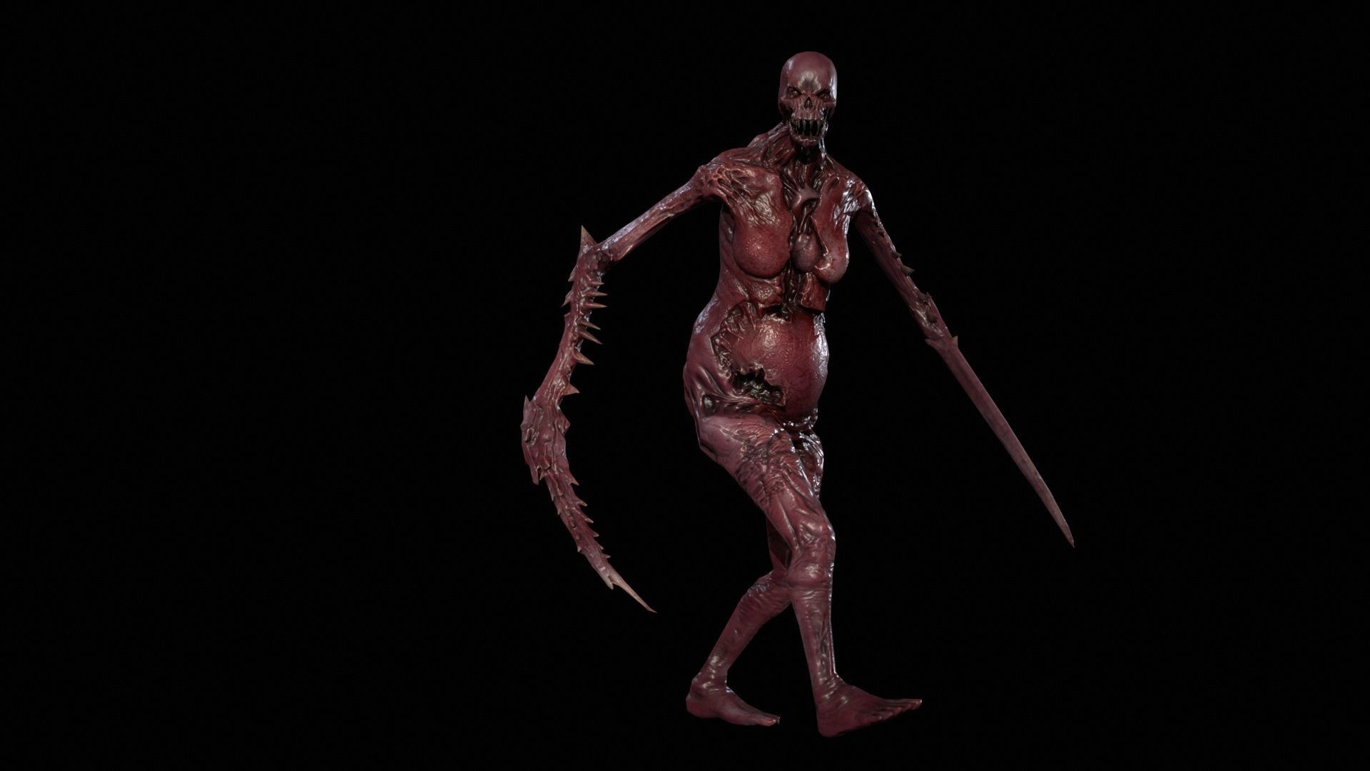 Necromutant5 skeleton holding sword Low-poly 3D model_33