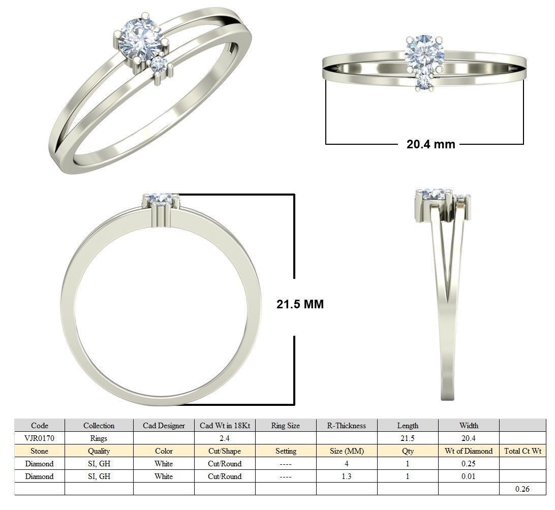 Women Wedding Engagement Two Band Ring 3D print model_5