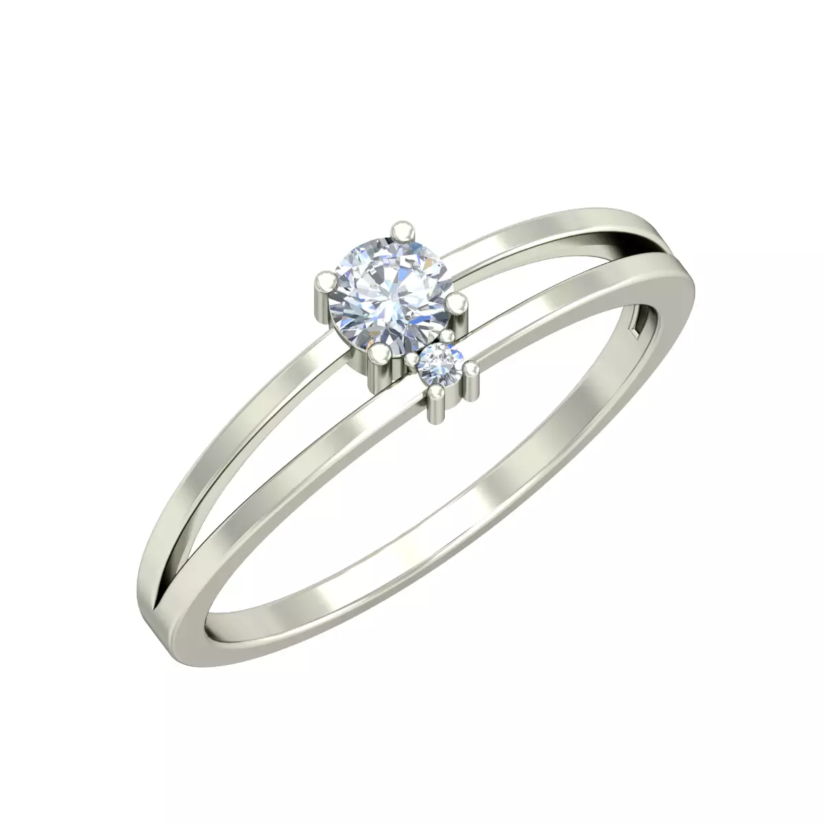 Women Wedding Engagement Two Band Ring 3D print model_0