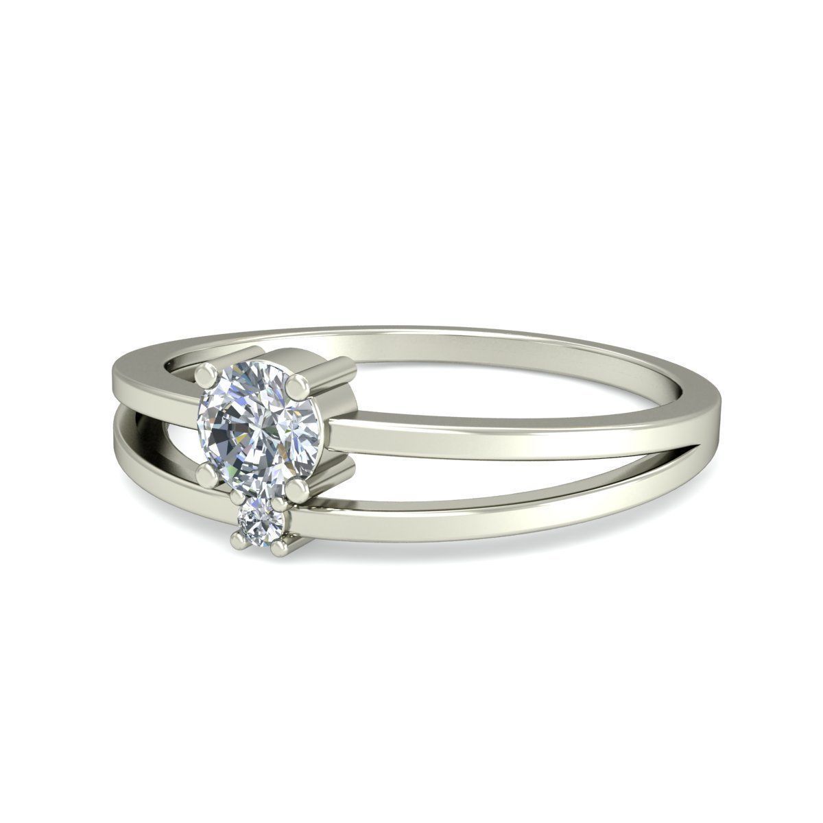 Women Wedding Engagement Two Band Ring 3D print model_4