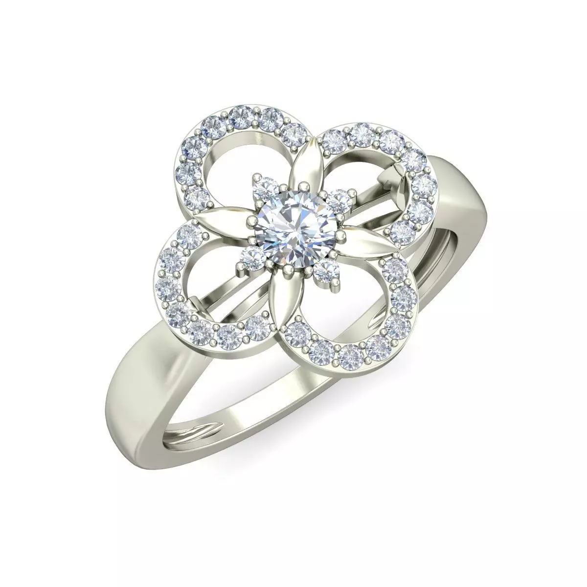 Women Wedding Engagement Flower Ring 3D print model_0