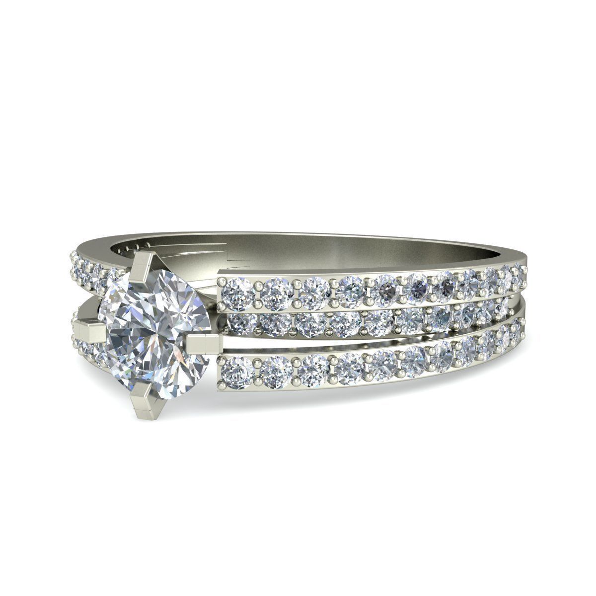 Women Wedding Engagement Two Band Ring 3D print model_4