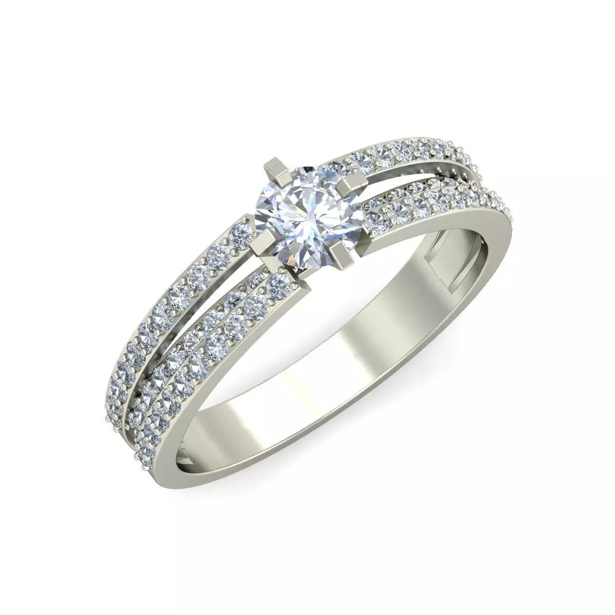 Women Wedding Engagement Two Band Ring 3D print model_0