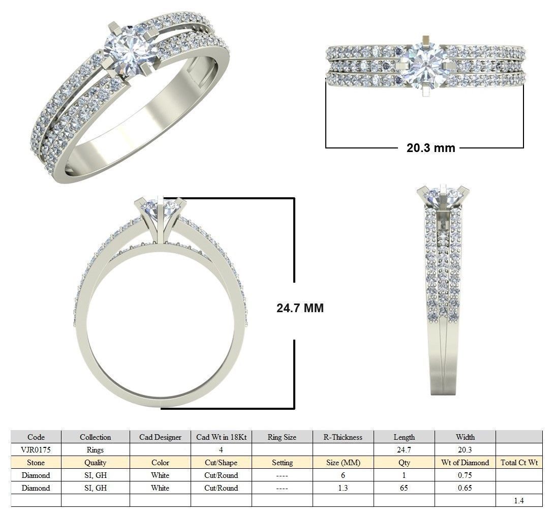 Women Wedding Engagement Two Band Ring 3D print model_5