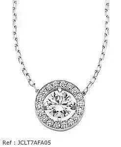 CG371 gold necklace with round diamond in center