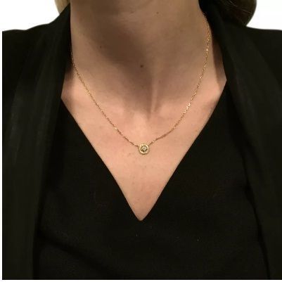 CG371 gold necklace with round diamond in center 3D print model_7