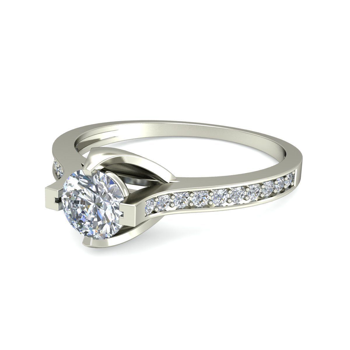 Solitaire Wedding Engagement Ring 3D print model_4