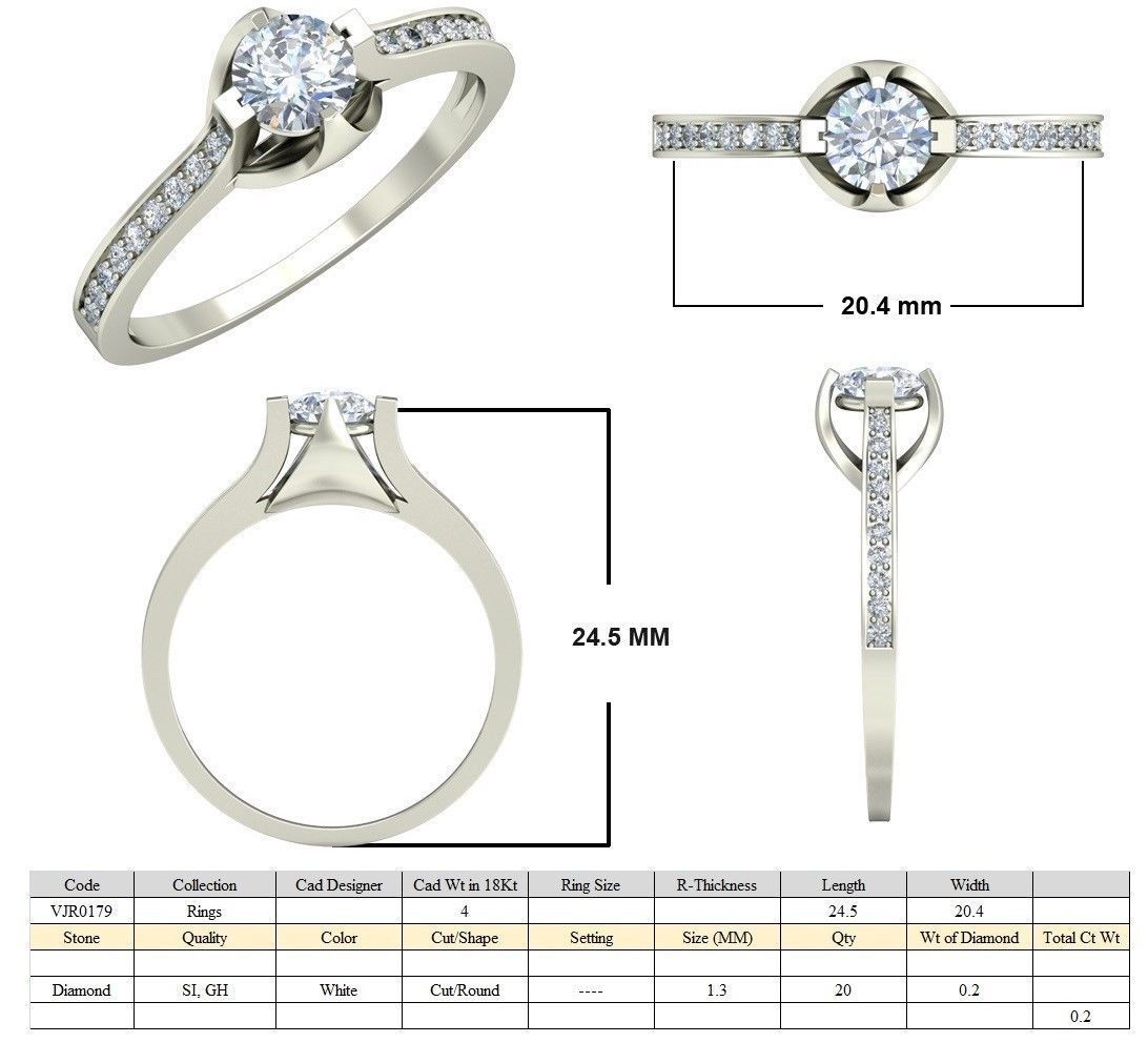 Solitaire Wedding Engagement Ring 3D print model_5