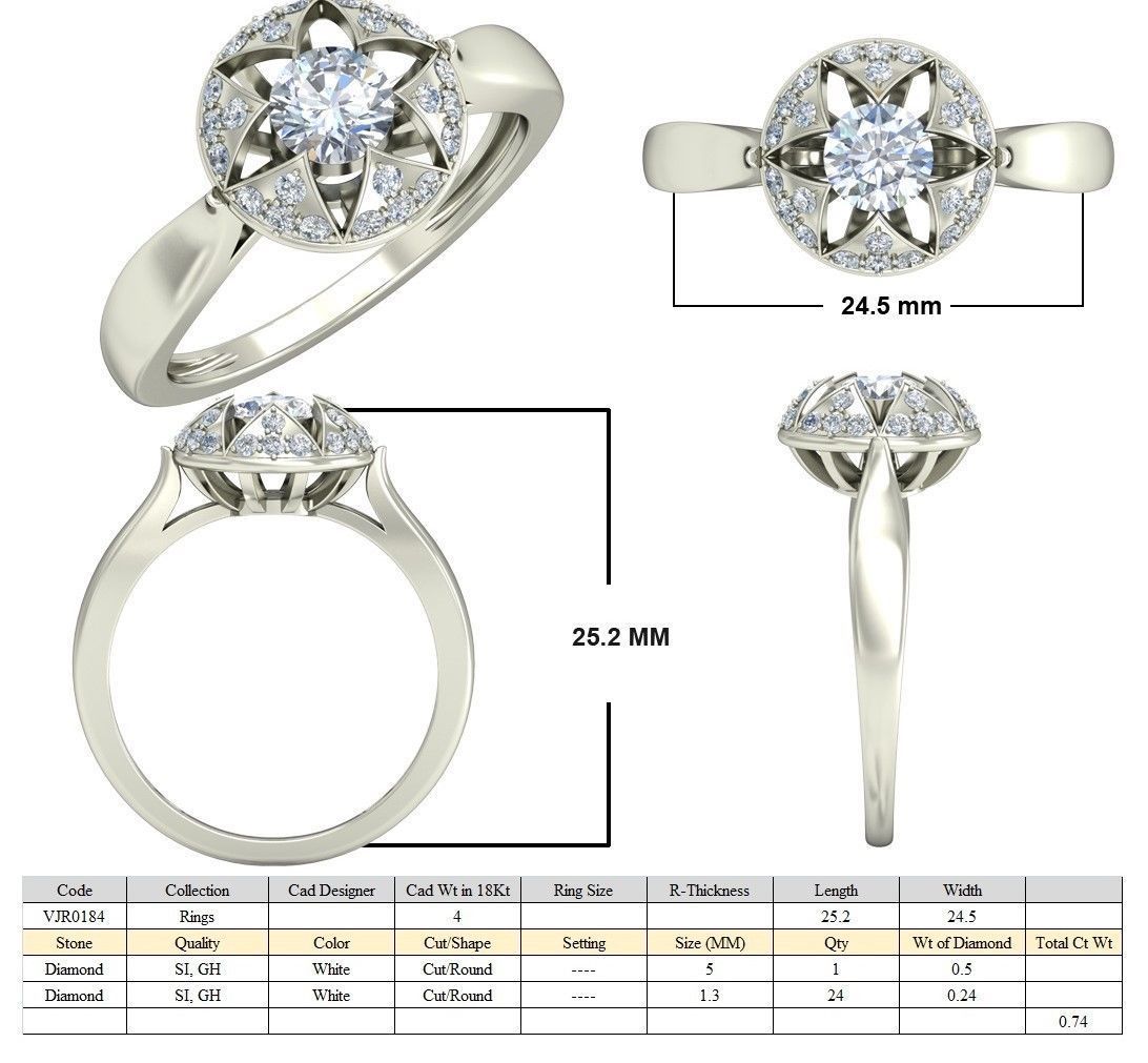 Women Wedding Engagement Ring 3D print model_5