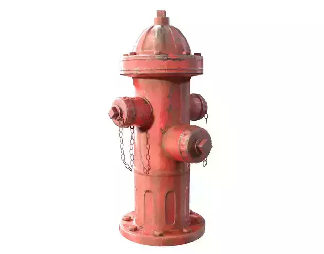 Red painted old vintage fire hydrant da1 Low-poly 3D model