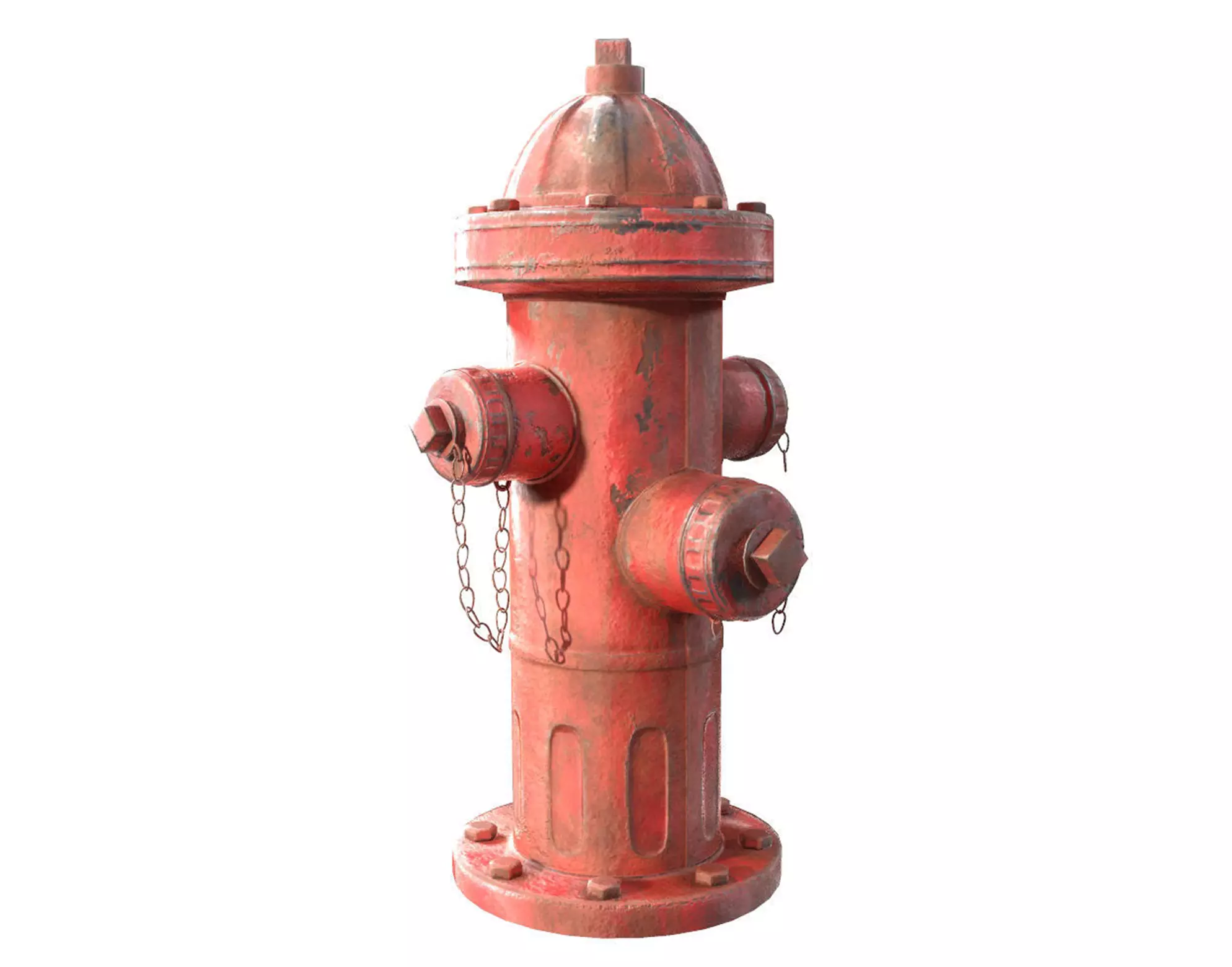 Red painted old vintage fire hydrant da1 Low-poly 3D model_0