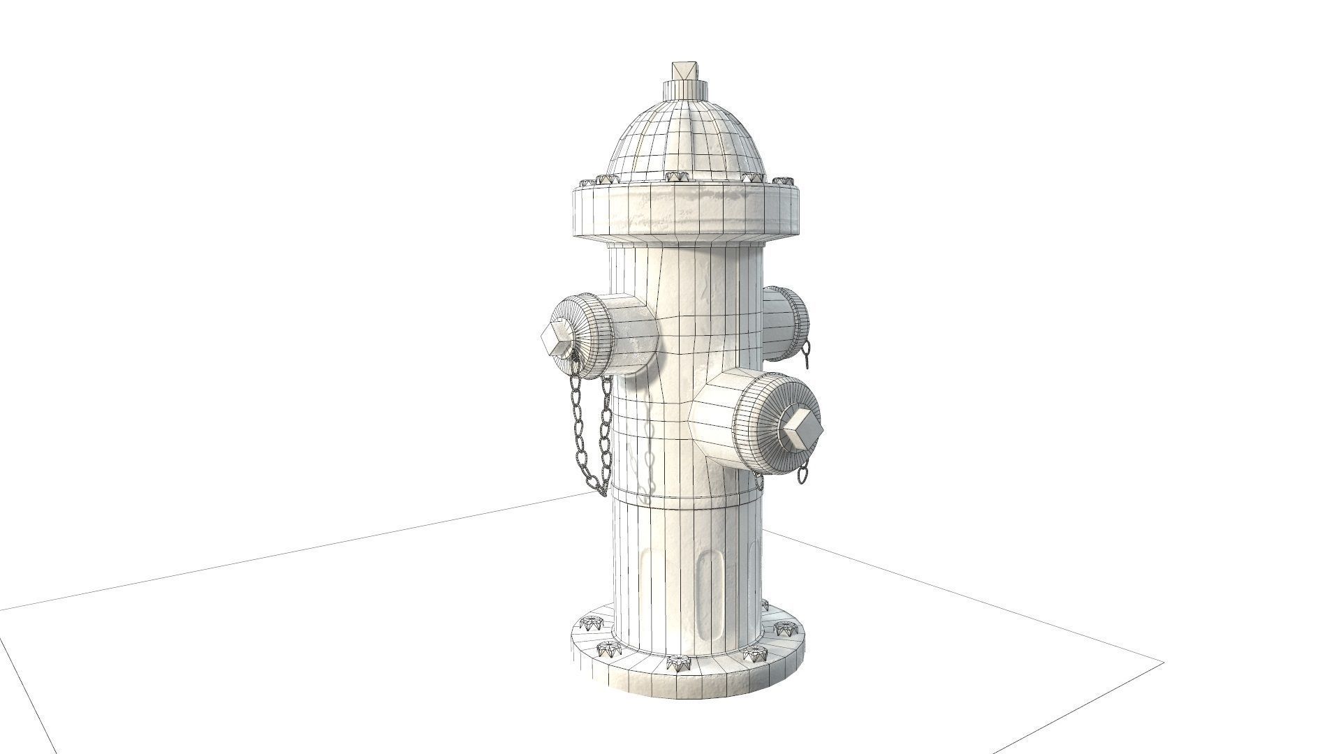 Red painted old vintage fire hydrant da1 Low-poly 3D model_8