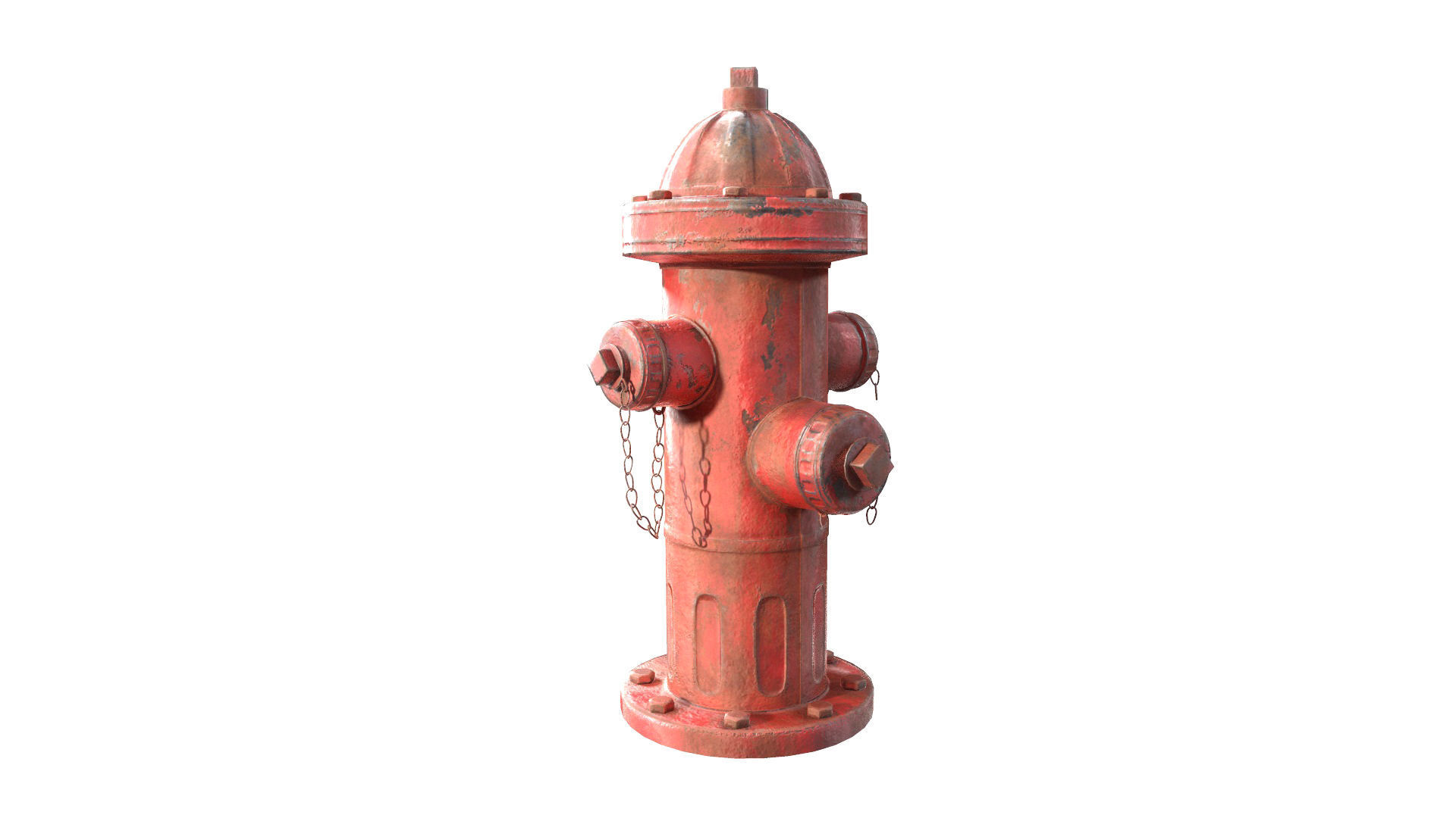 Red painted old vintage fire hydrant da1 Low-poly 3D model_2