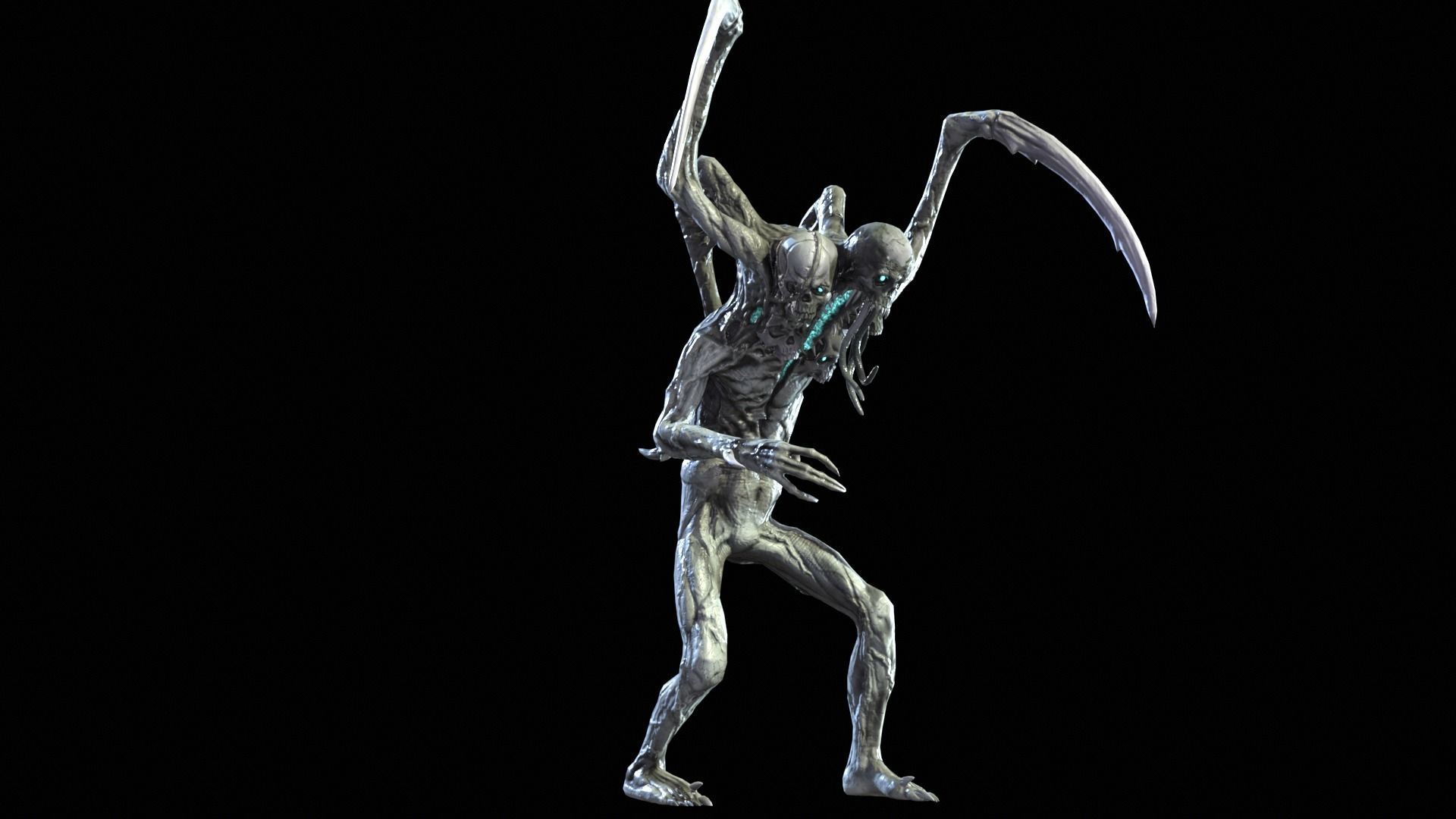 Necromutant7 humanoid creature Low-poly 3D model_24