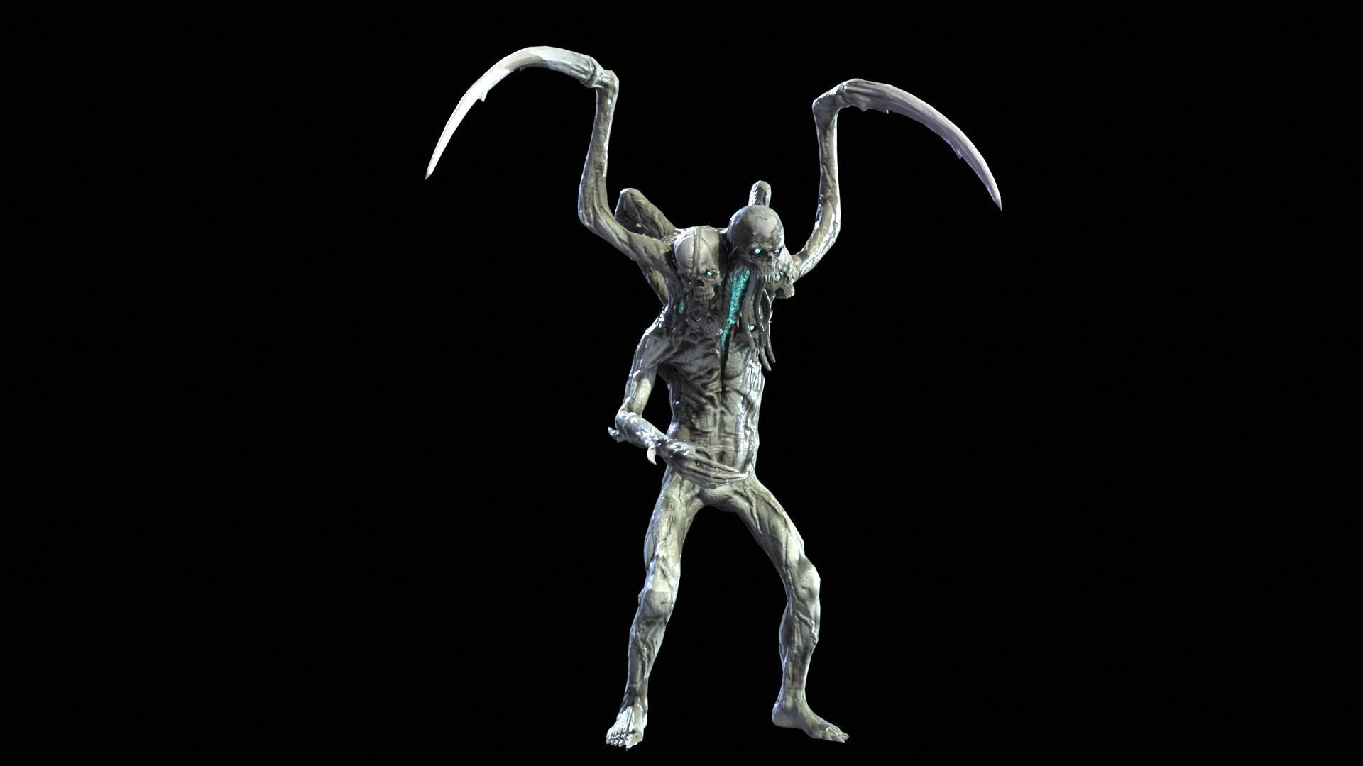 Necromutant7 humanoid creature Low-poly 3D model_23