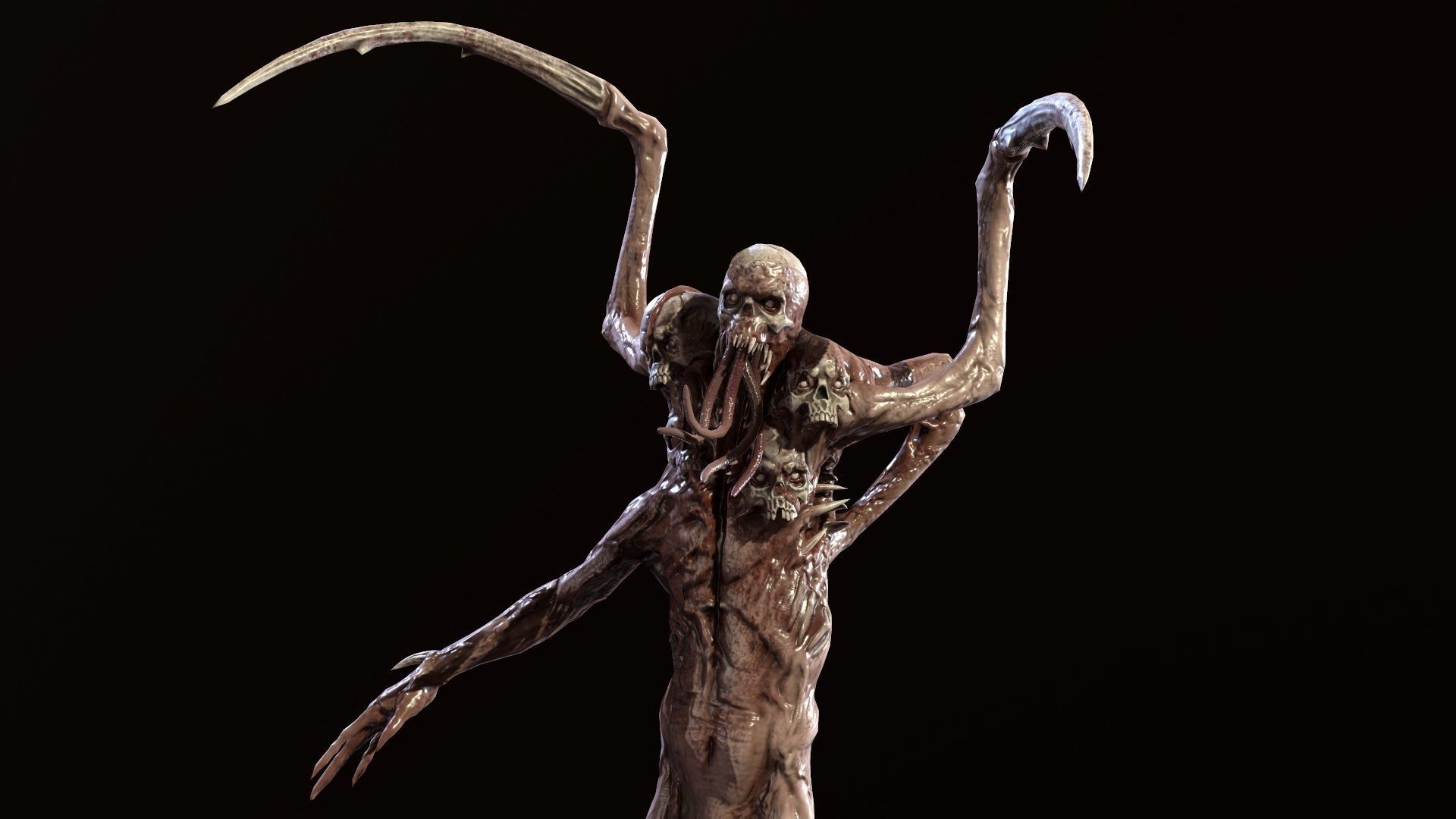 Necromutant7 humanoid creature Low-poly 3D model_8