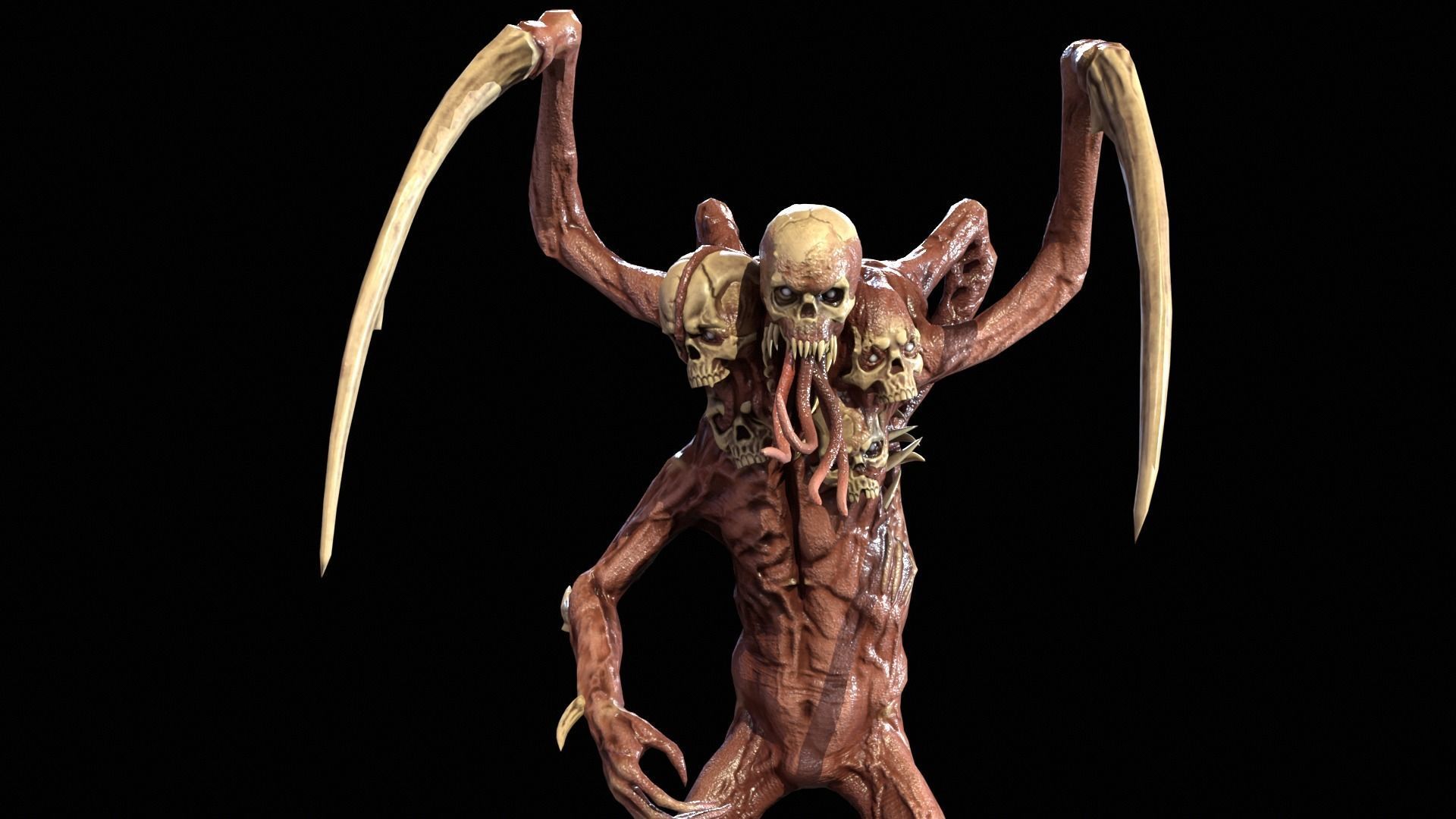 Necromutant7 humanoid creature Low-poly 3D model_2
