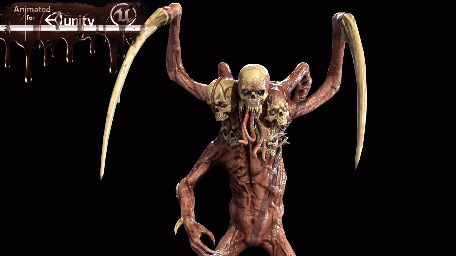 Necromutant7 humanoid creature Low-poly 3D model_0