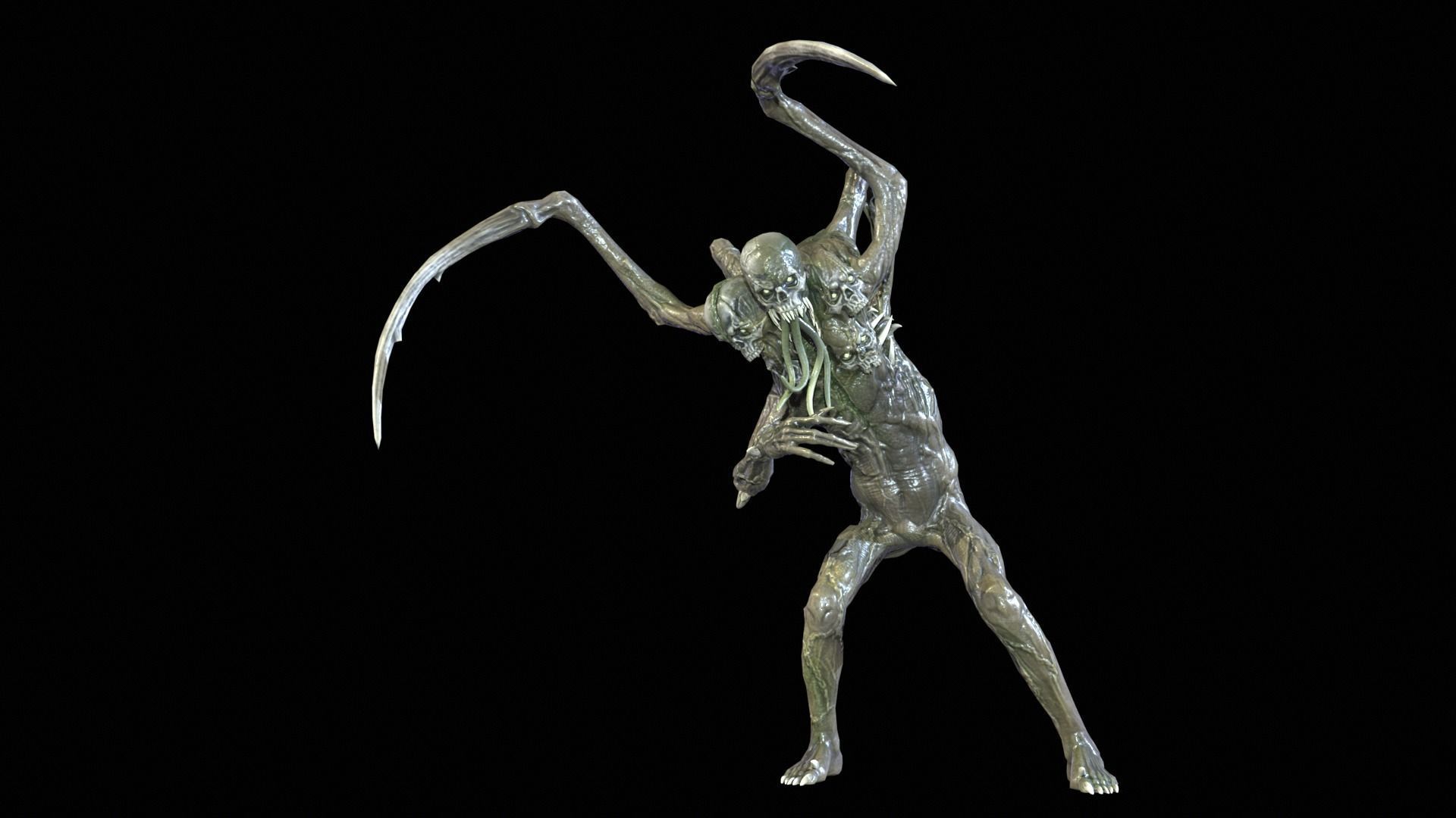 Necromutant7 humanoid creature Low-poly 3D model_25