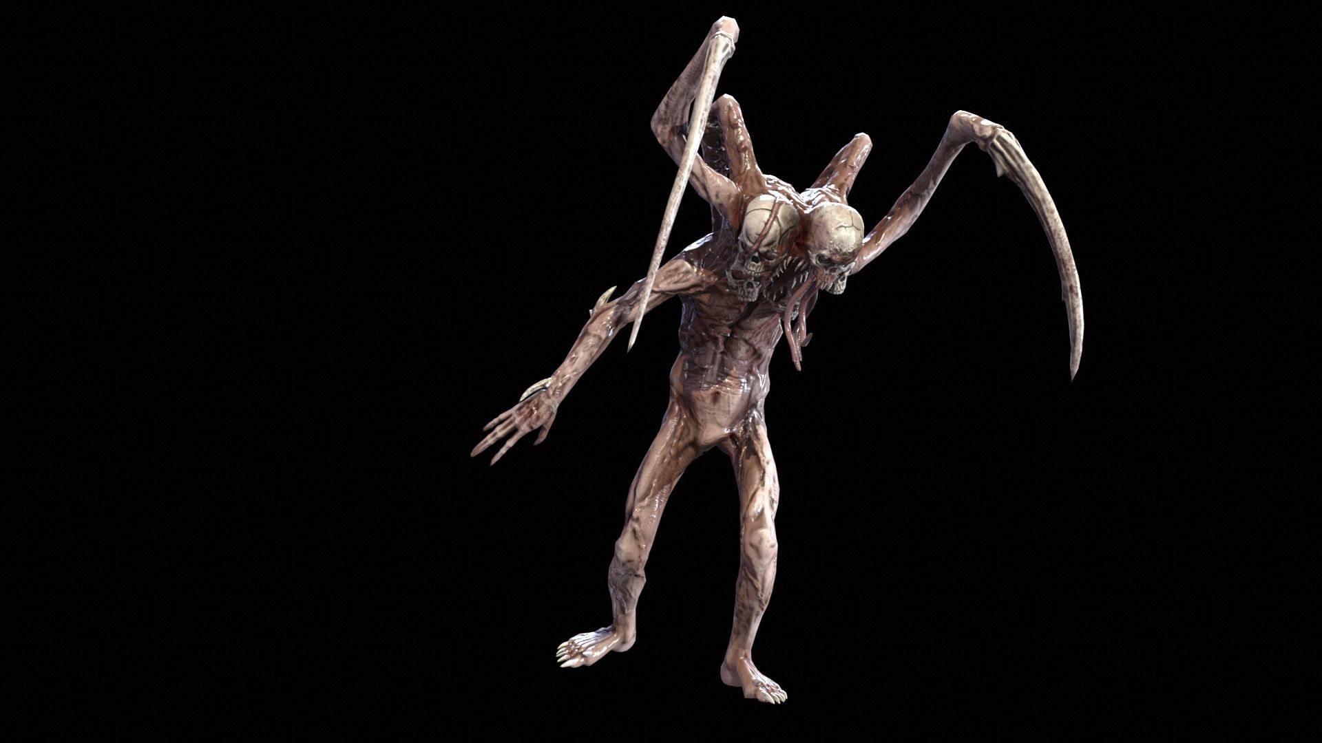 Necromutant7 humanoid creature Low-poly 3D model_16