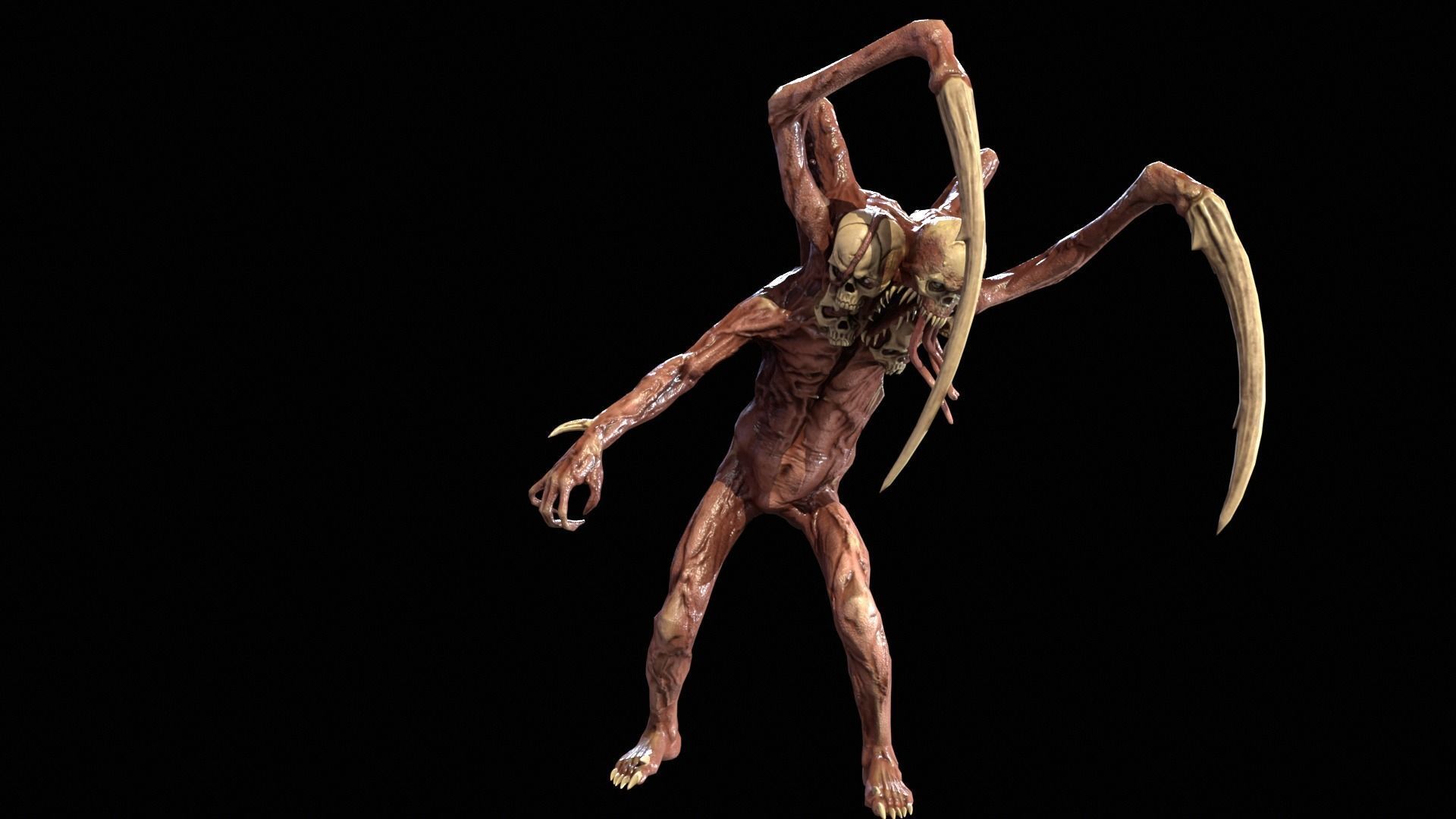 Necromutant7 humanoid creature Low-poly 3D model_20