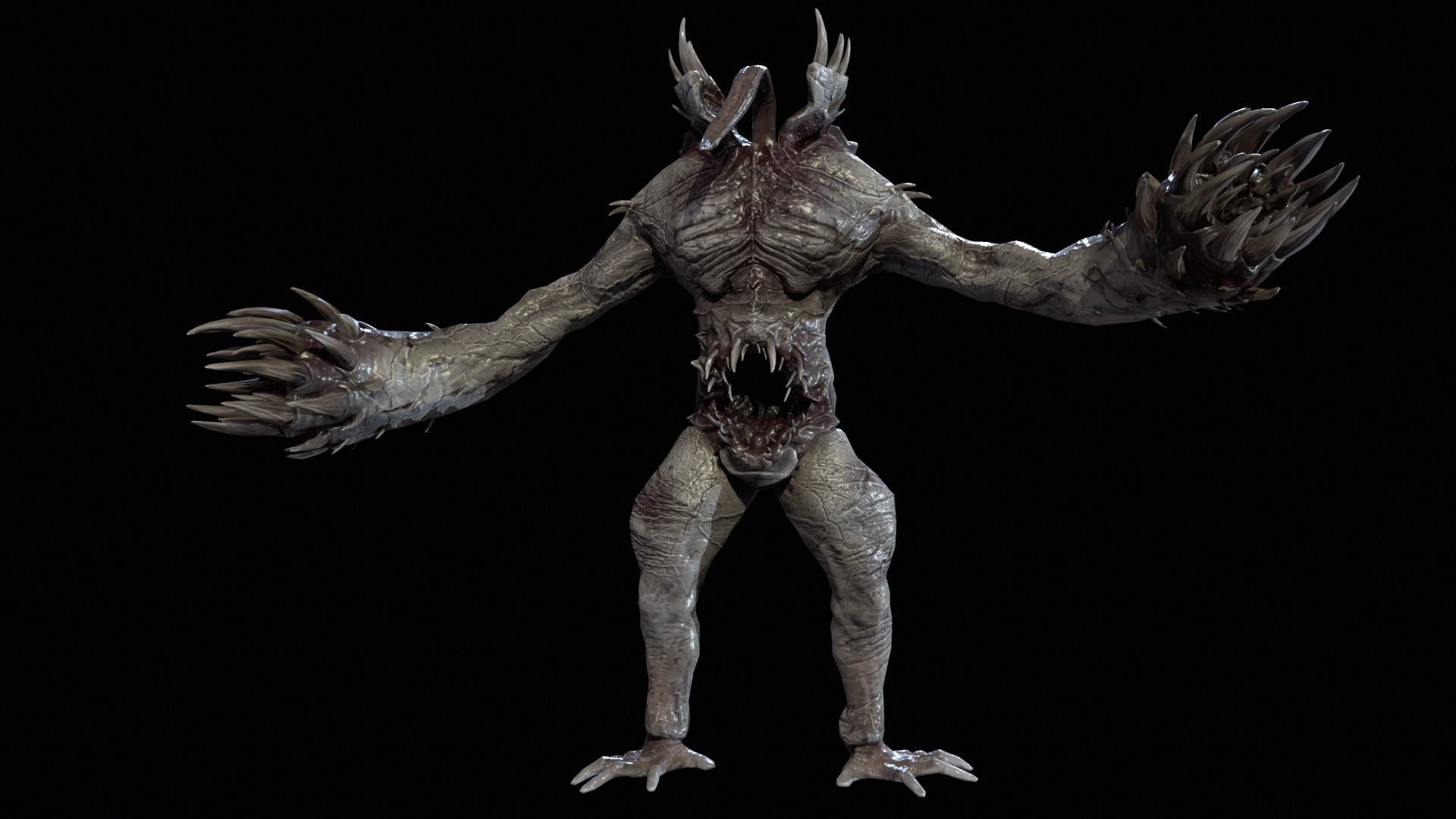 Necromutant6 creature with claws and claws Low-poly 3D model_16